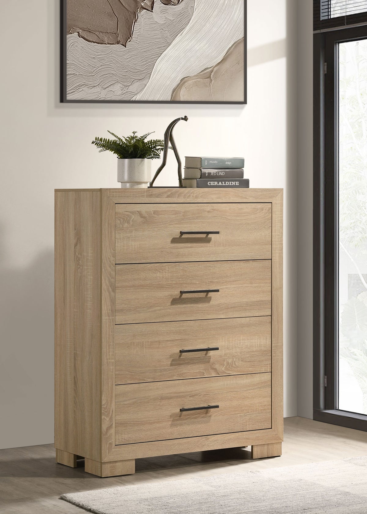Arielle 4-drawer Bedroom Chest Light Oak