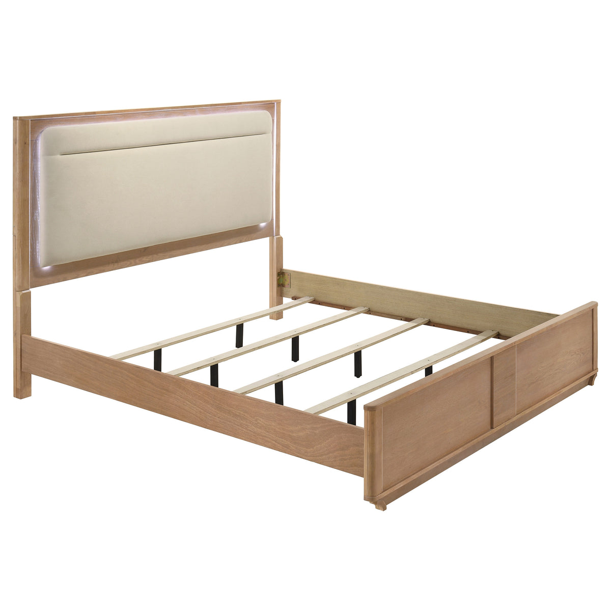 Leanne 5-piece Eastern King Bedroom Set with LED Panel Bed Light Oak