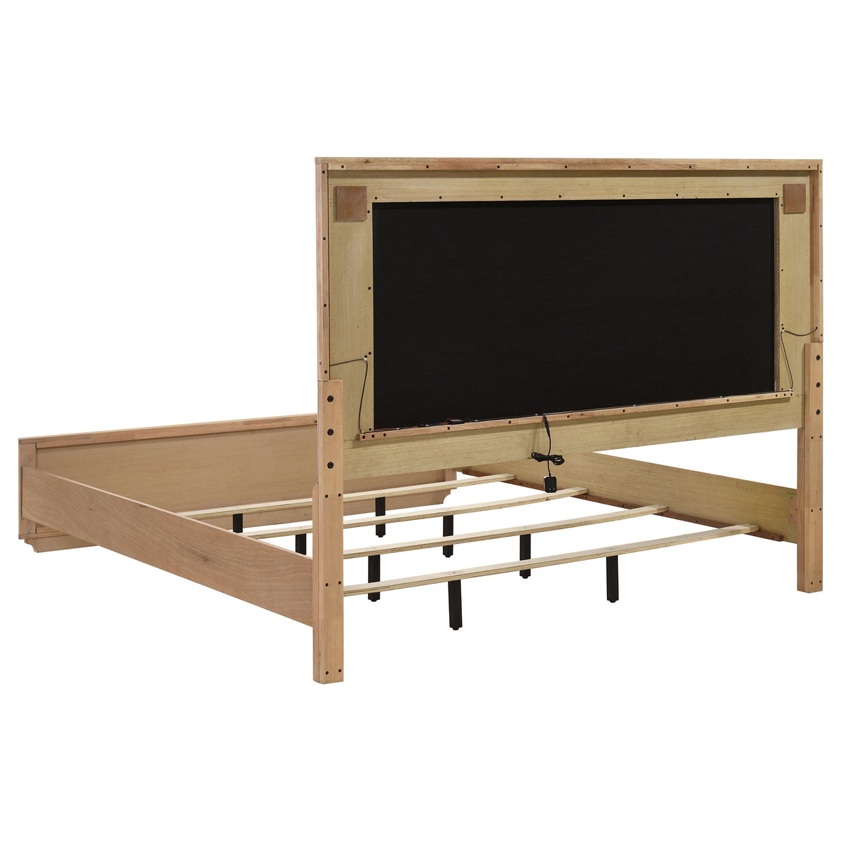 Leanne 5-piece Eastern King Bedroom Set with LED Panel Bed Light Oak