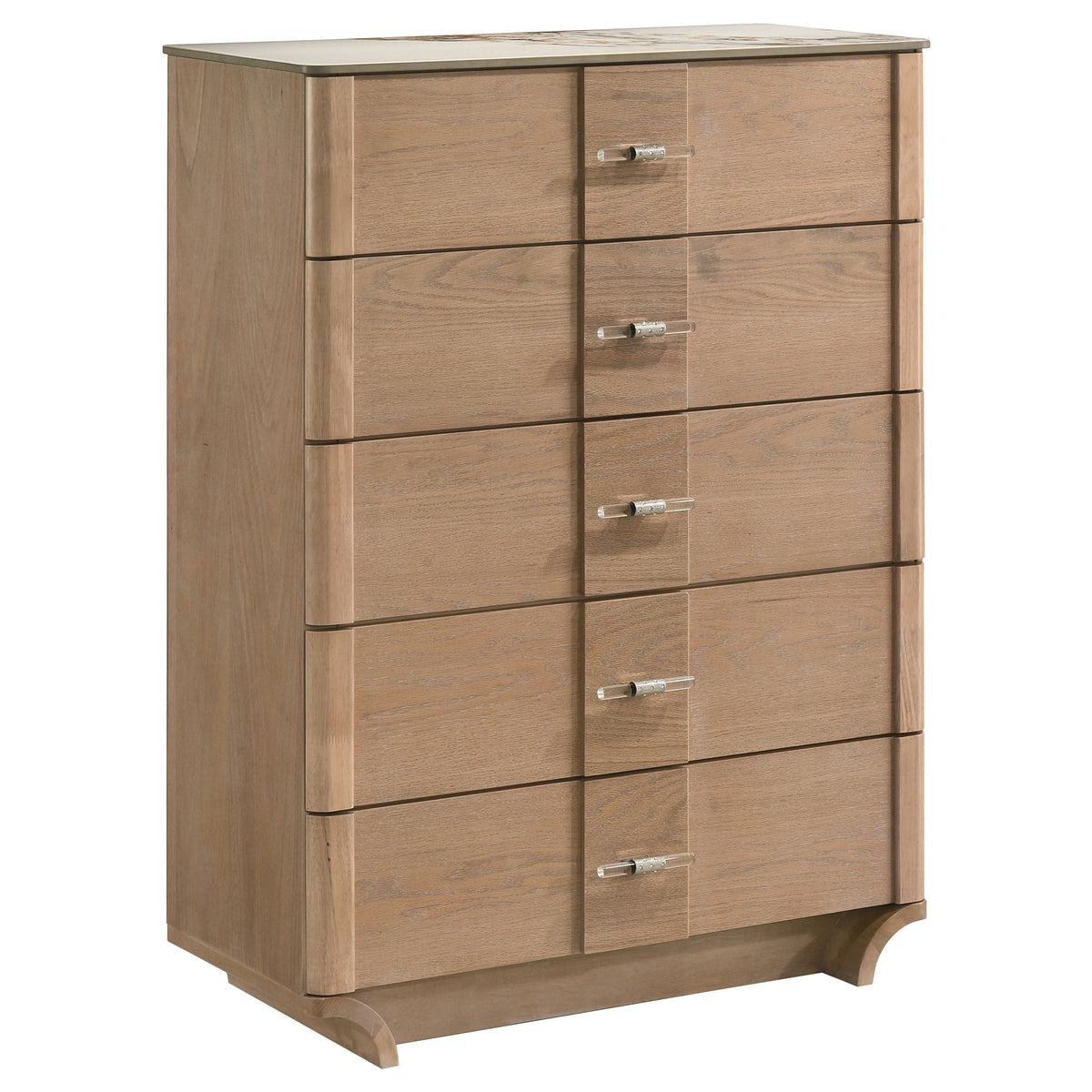 Leanne 5-piece Eastern King Bedroom Set with LED Panel Bed Light Oak