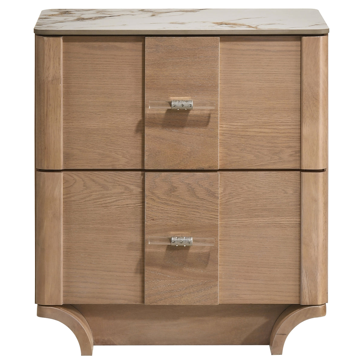Leanne 2-drawer Nightstand with Sintered Stone Top Light Oak