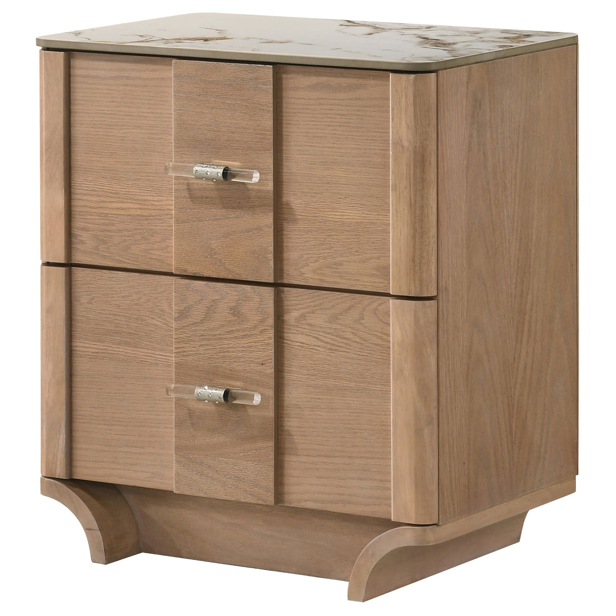 Leanne 2-drawer Nightstand with Sintered Stone Top Light Oak