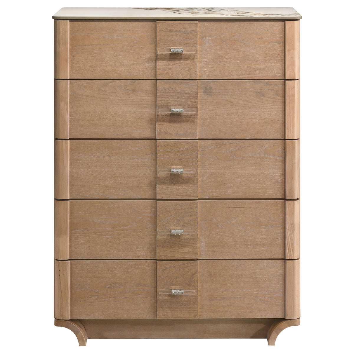 Leanne 5-drawer Bedroom Chest with Sintered Stone Top Light Oak
