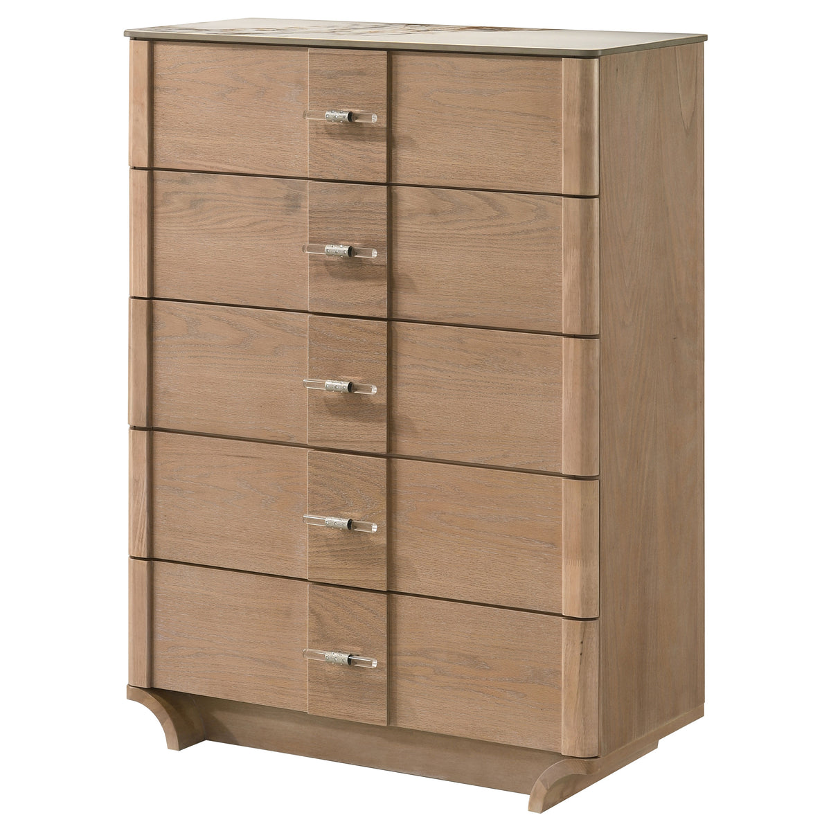 Leanne 5-drawer Bedroom Chest with Sintered Stone Top Light Oak