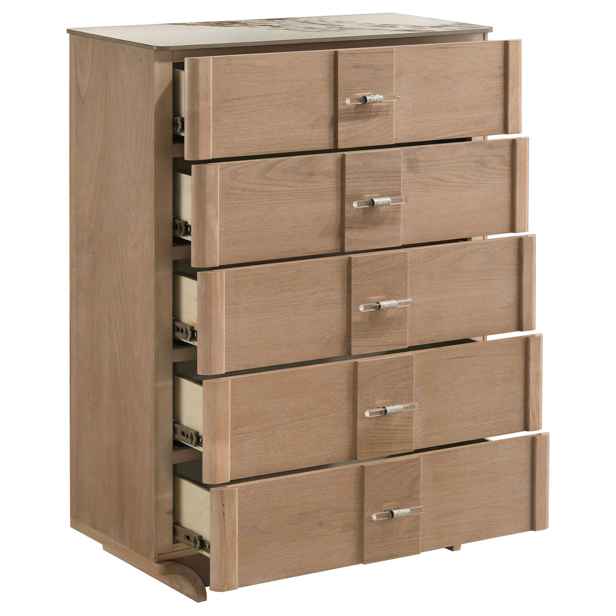 Leanne 5-drawer Bedroom Chest with Sintered Stone Top Light Oak