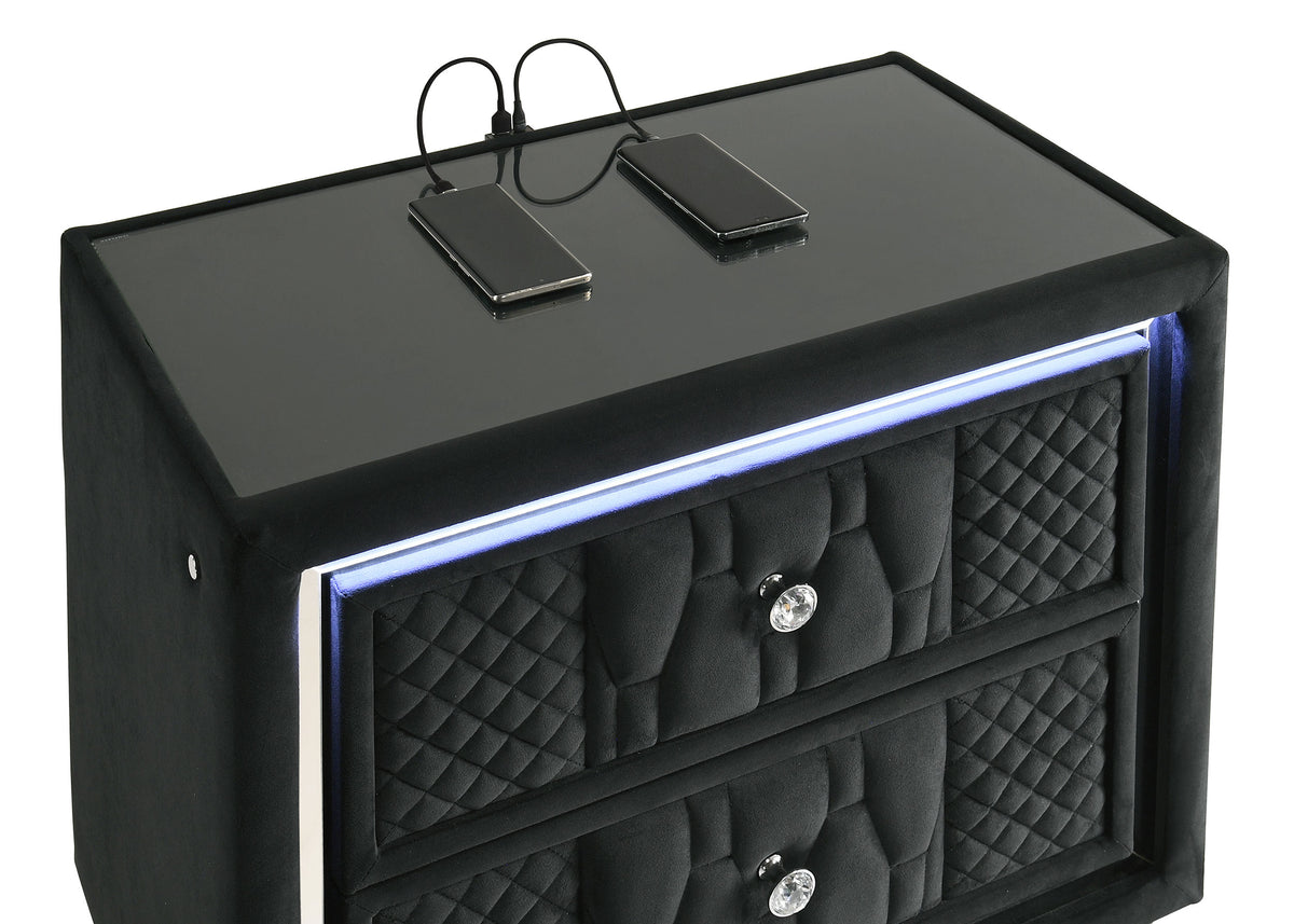 Lorient 4-piece Eastern King LED Bedroom Set Black