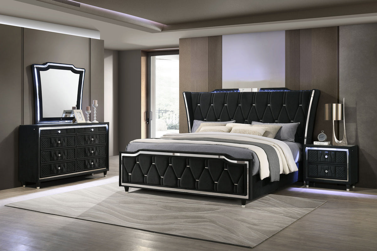 Lorient 4-piece California King LED Bedroom Set Black