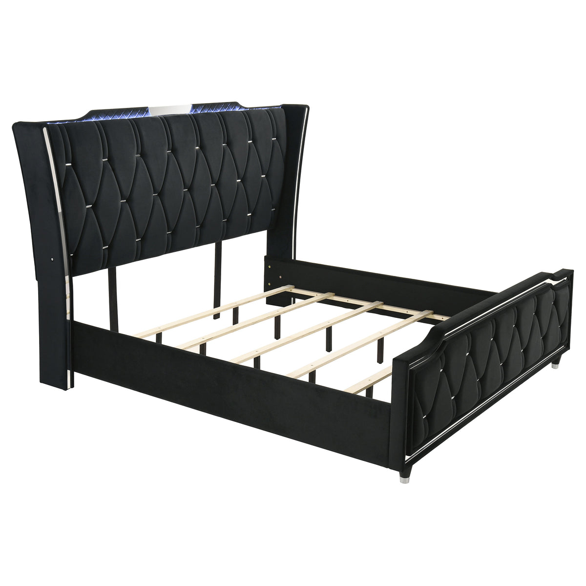 Lorient 5-piece California King LED Bedroom Set with Flame Box Dresser Black