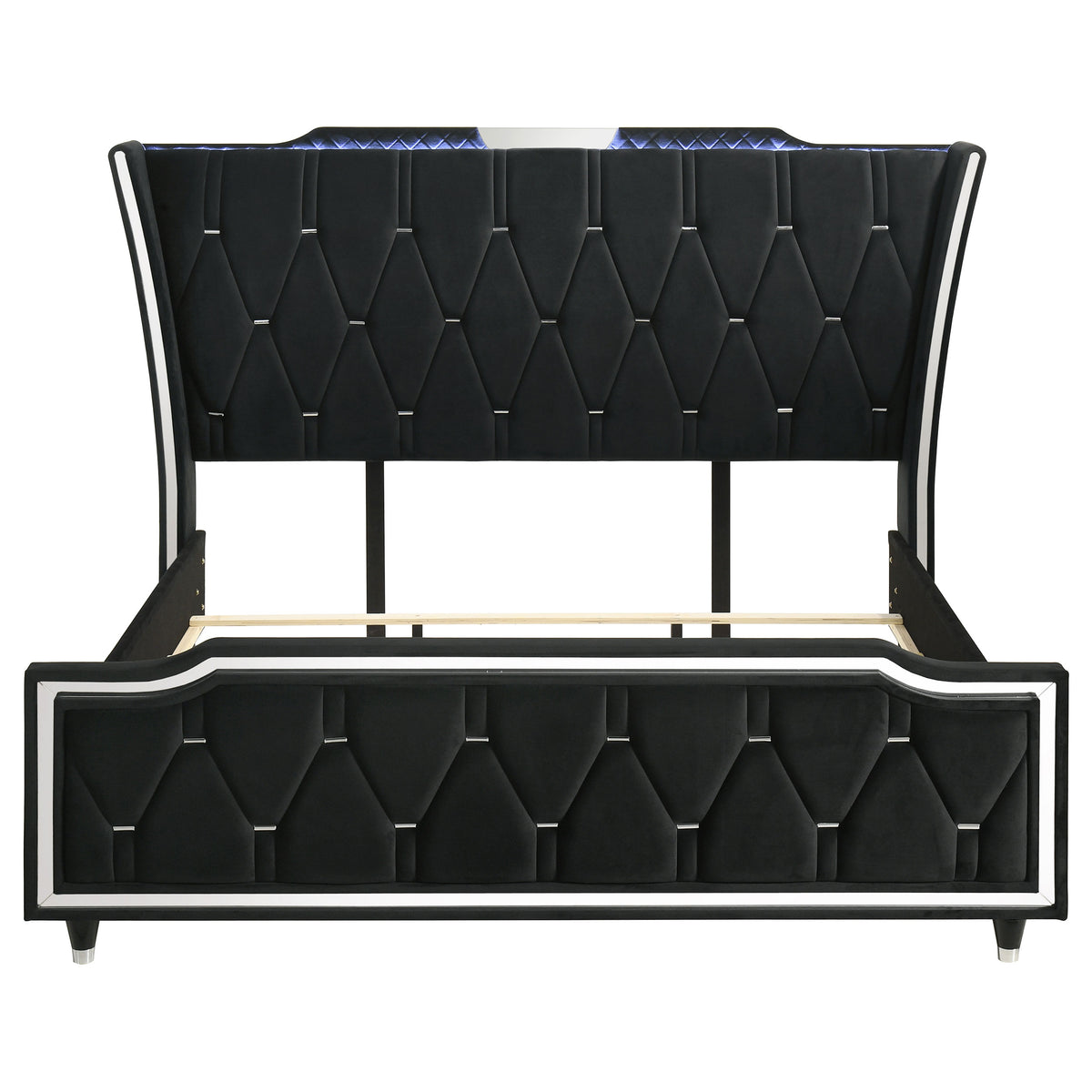 Lorient LED Tufted Wingback Upholstered Bed California King Black