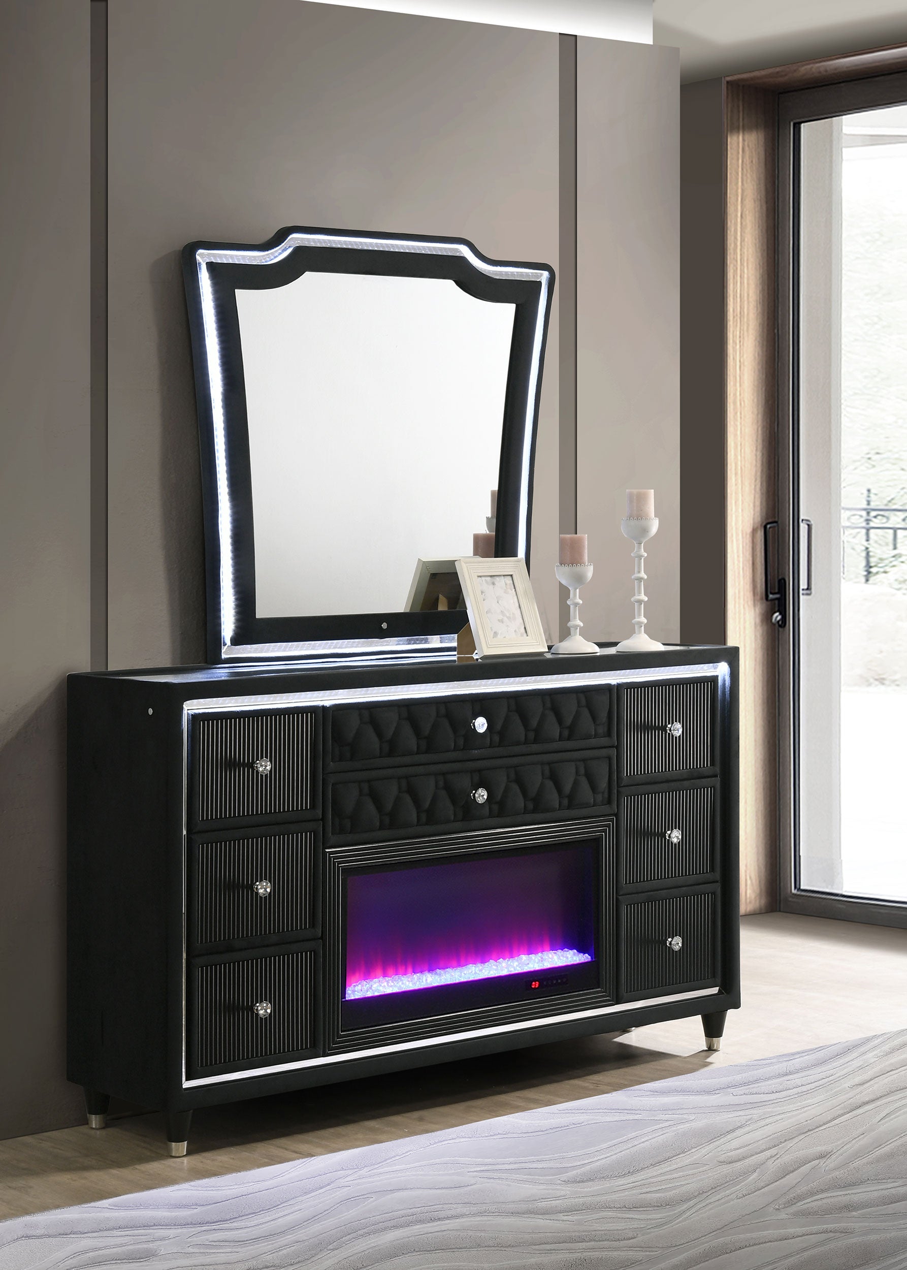 Lorient Flame Box Dresser with Mirror