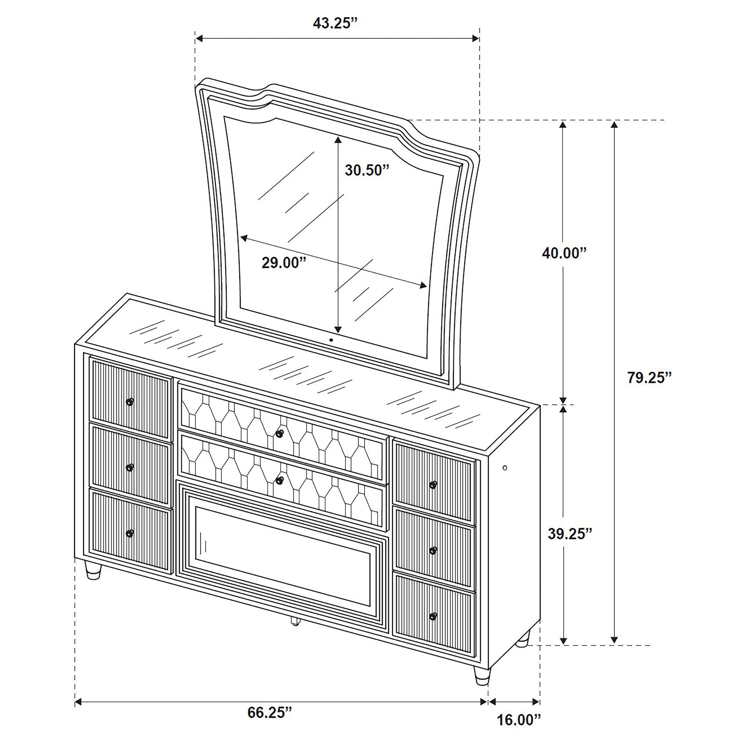 Lorient Flame Box Dresser with Mirror
