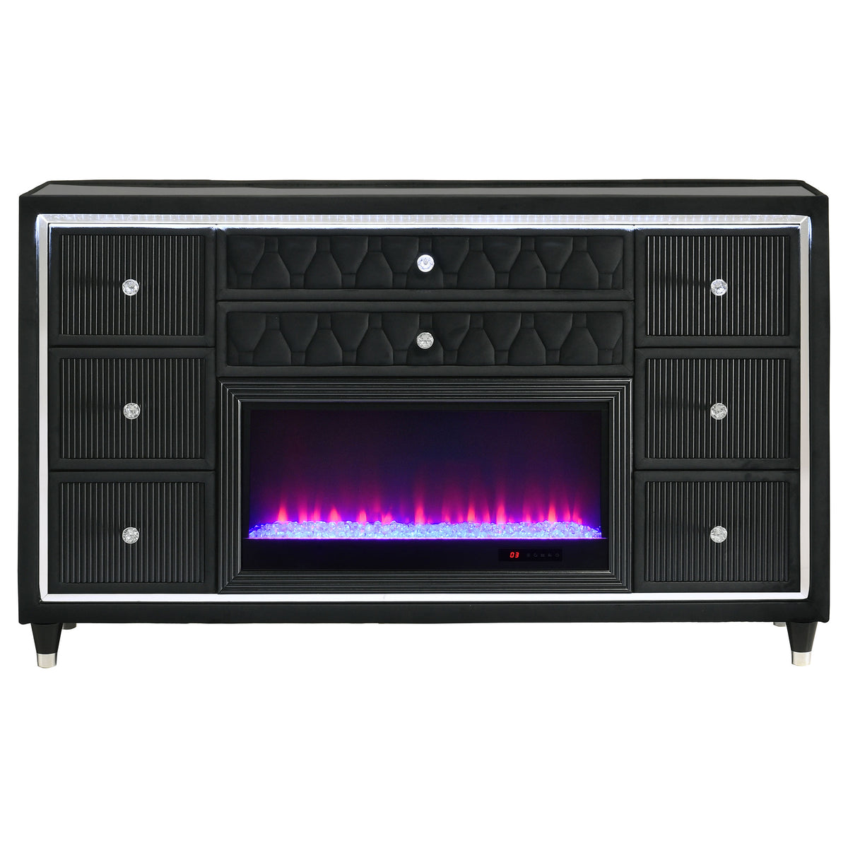 Lorient 8-drawer LED Flame Box Dresser Black