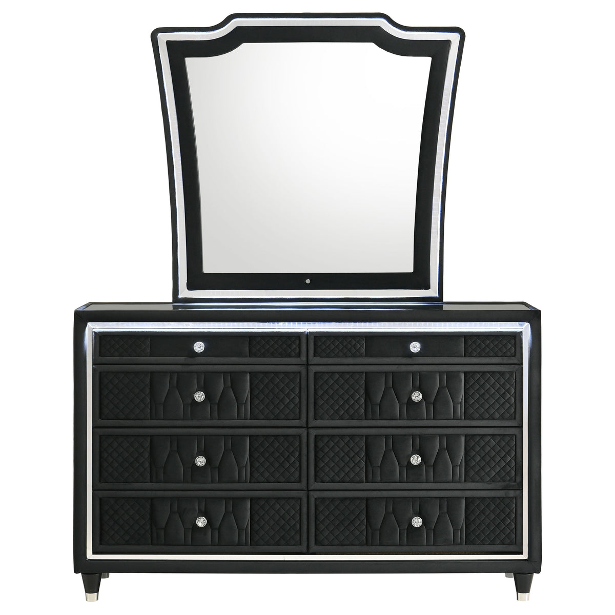 Lorient 8-drawer LED Dresser with Mirror Black