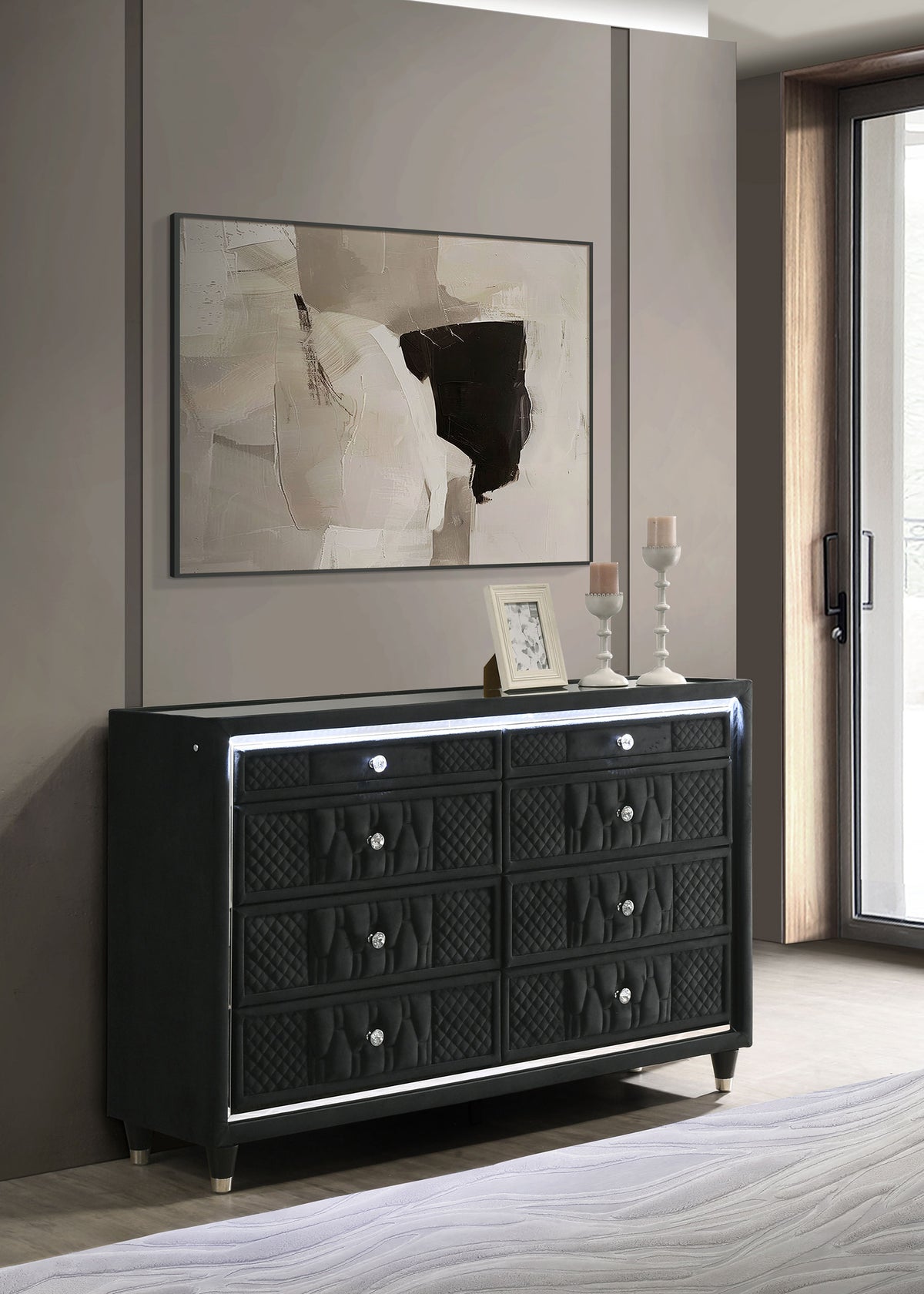 Lorient 8-drawer LED Dresser Black