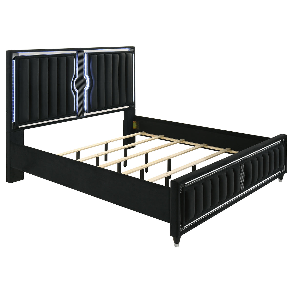 Ravenne 4-piece Eastern King LED Bedroom Set Black Velvet