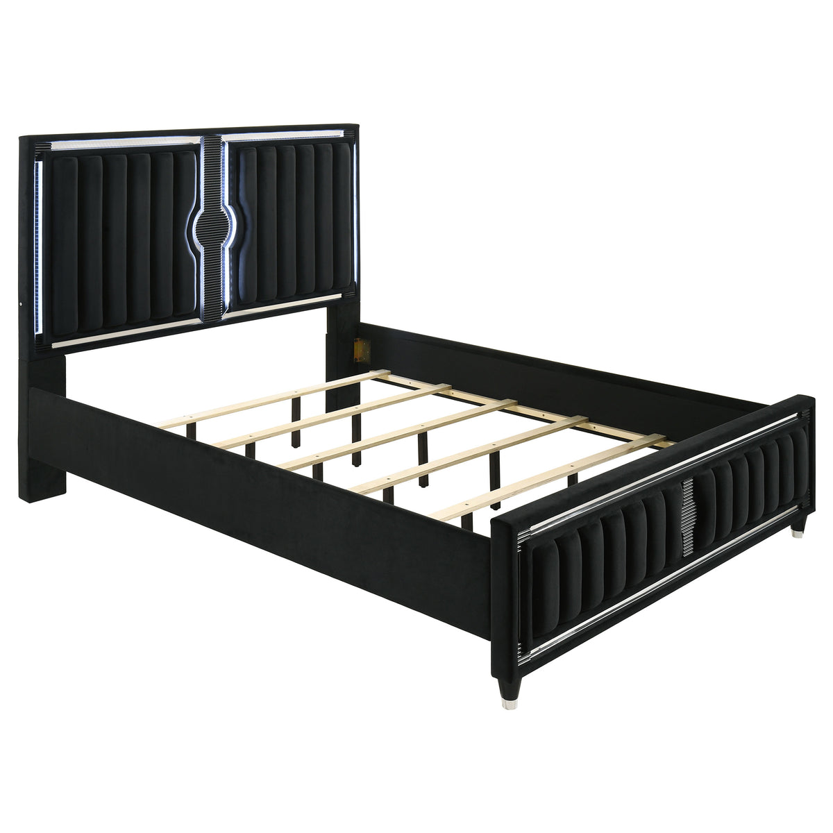 Ravenne Upholstered LED Panel Bed California King Black Velvet