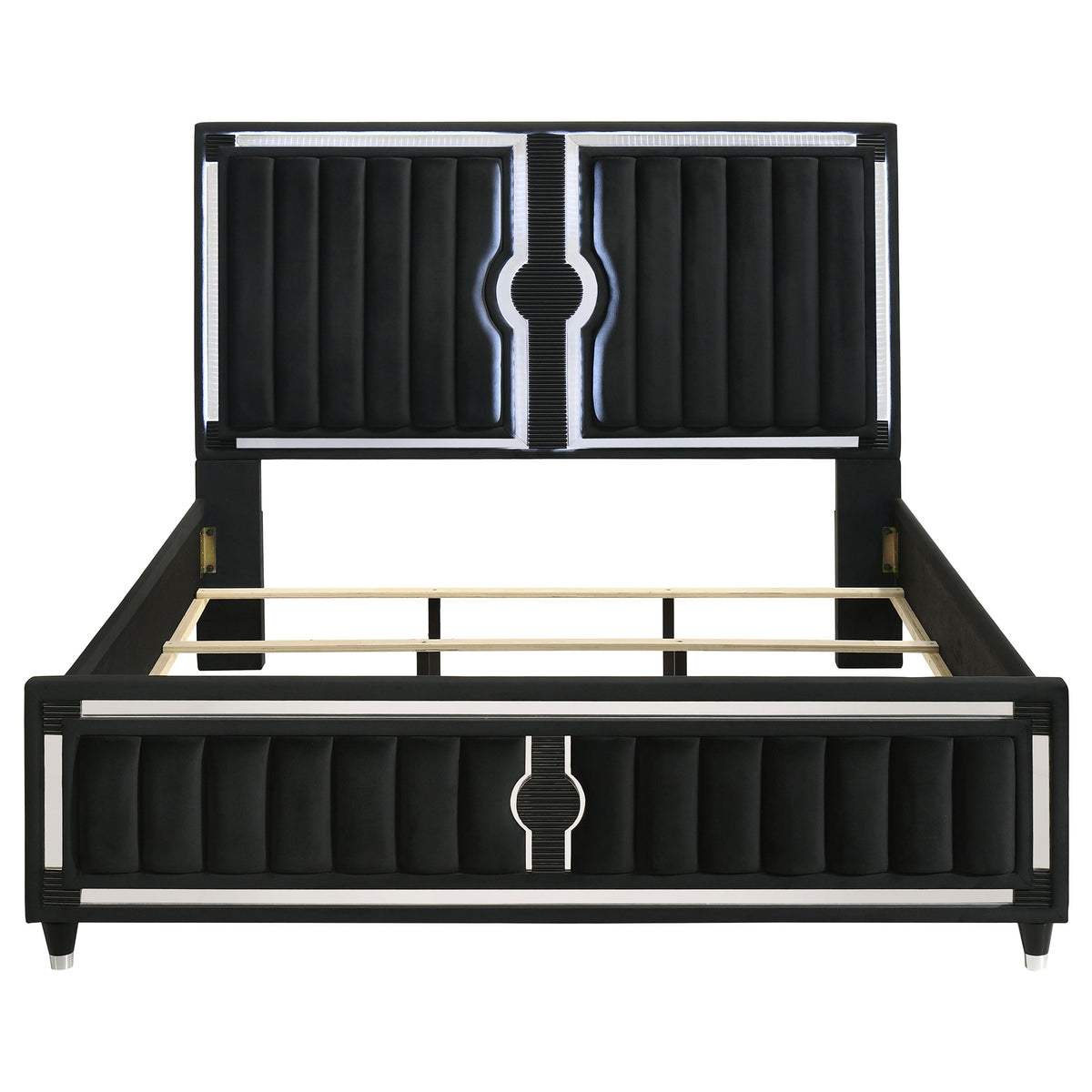 Ravenne Upholstered LED Panel Bed California King Black Velvet