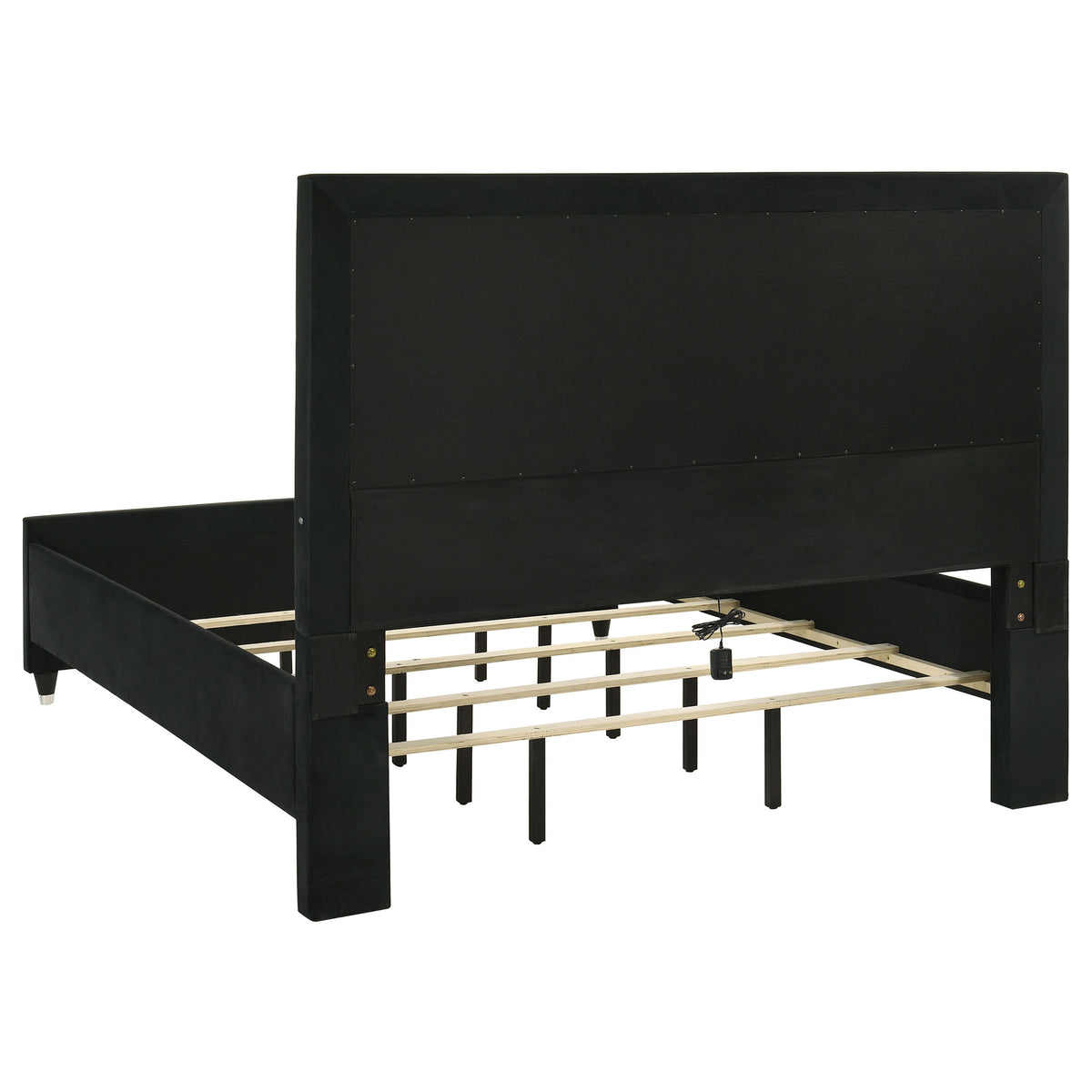 Ravenne Upholstered LED Panel Bed California King Black Velvet