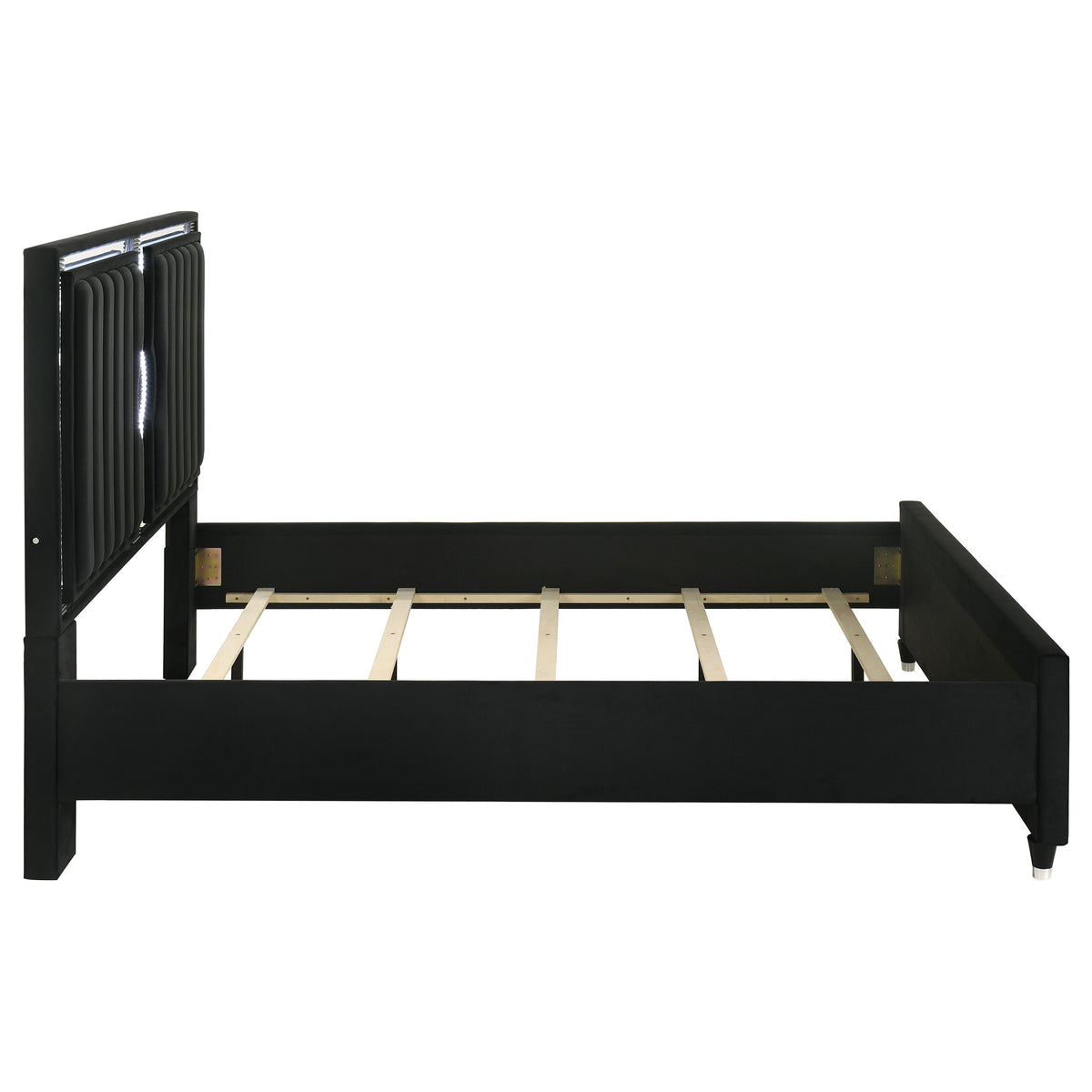 Ravenne Upholstered LED Panel Bed California King Black Velvet