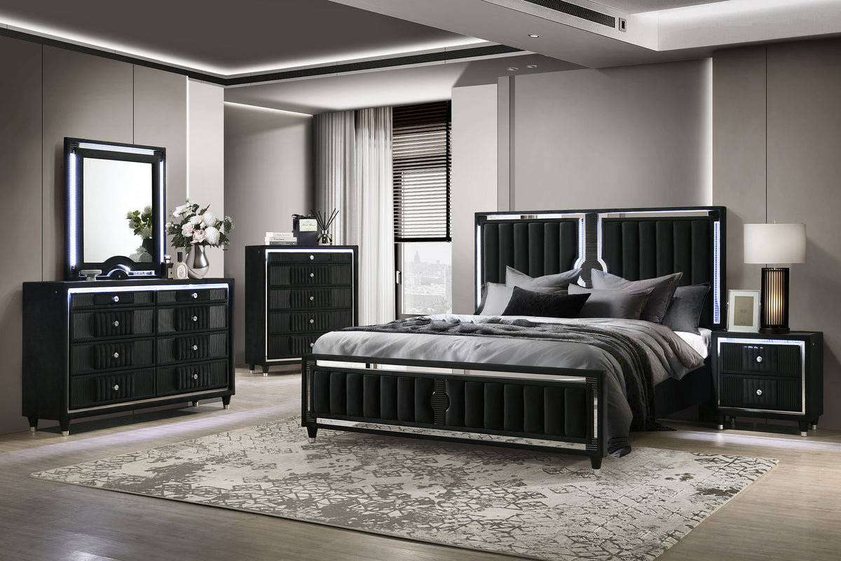 Ravenne LED Dresser Mirror Black Velvet