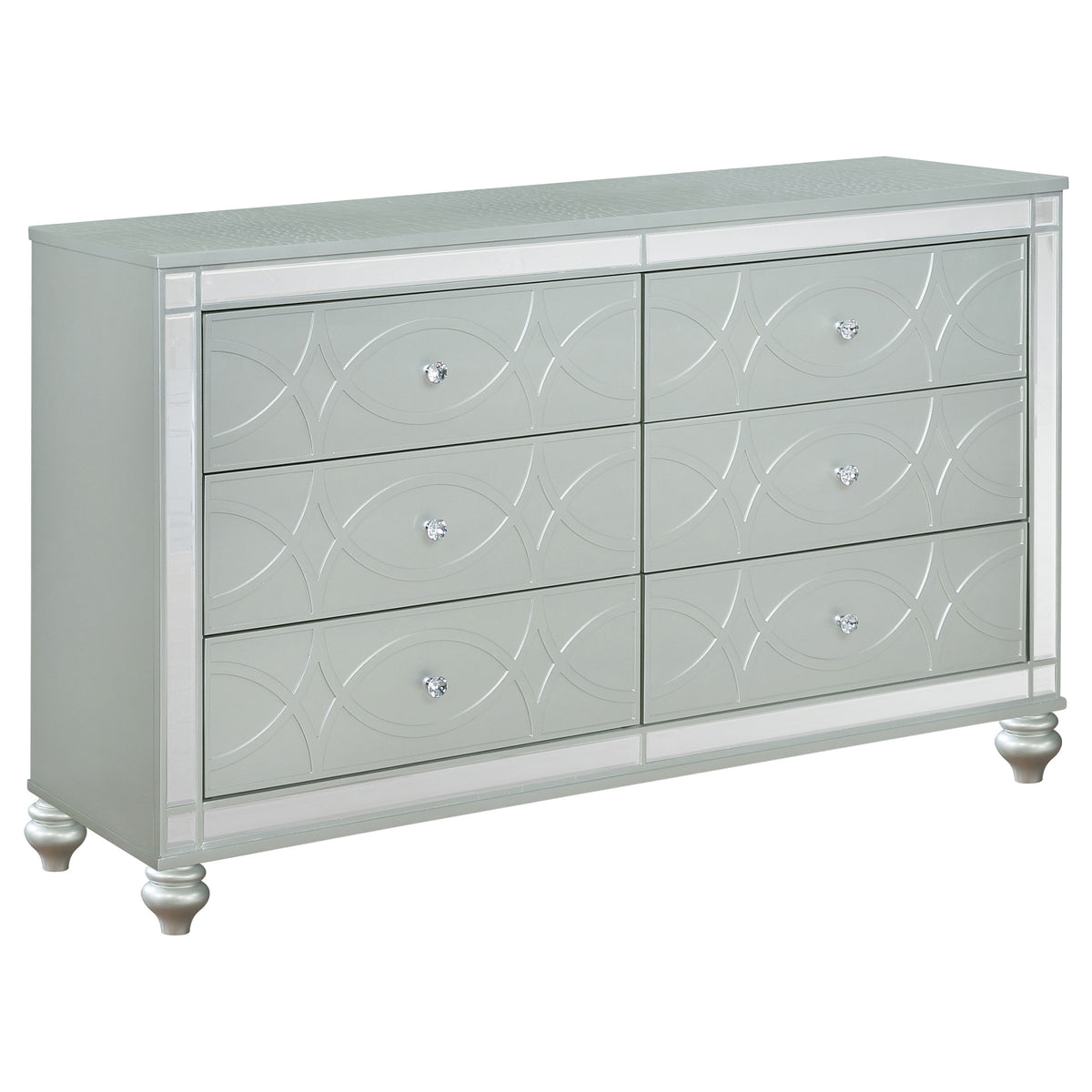 Gunnison 4-piece Eastern King Bedroom Set with LED Tufted Panel Bed Silver Metallic