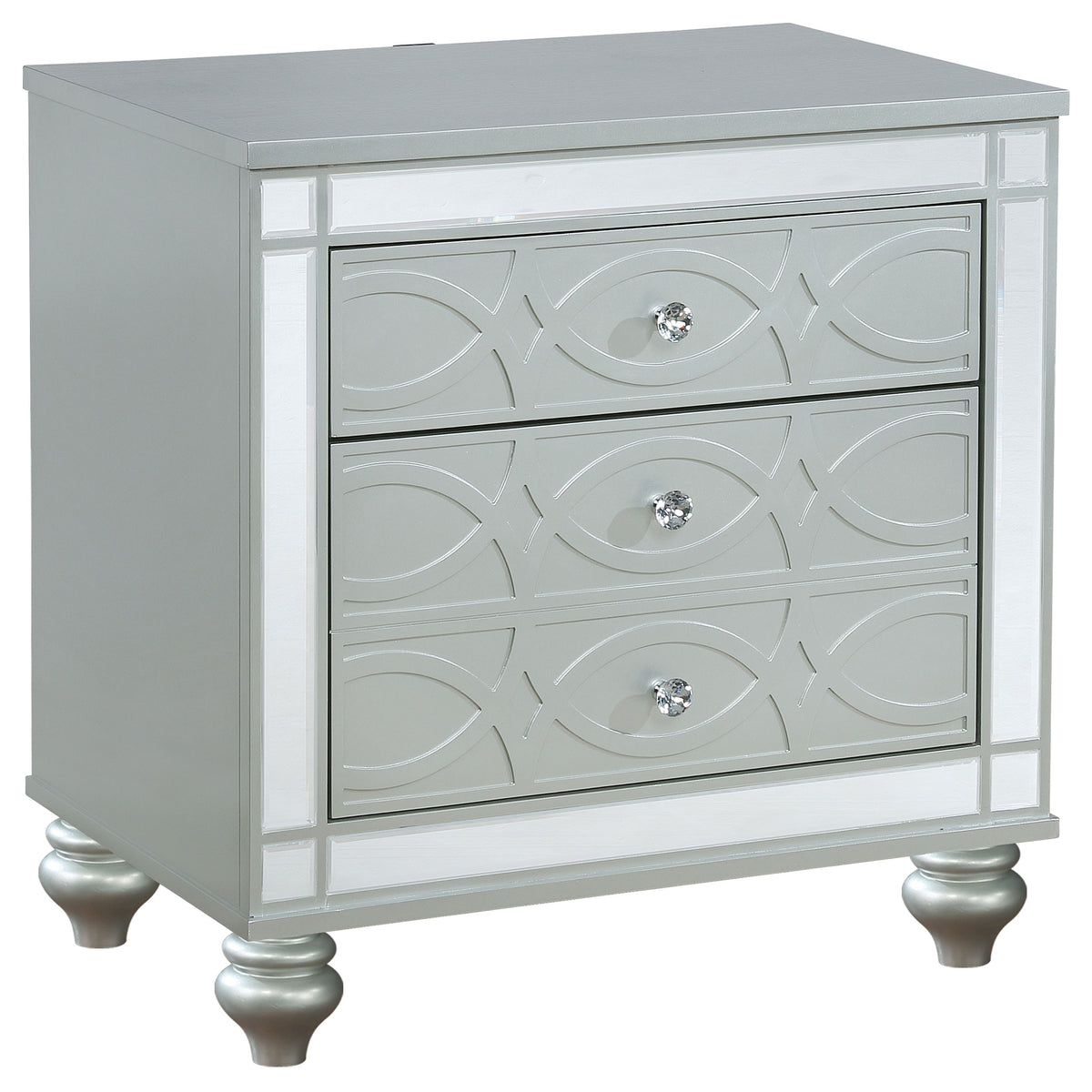 Gunnison 2-drawer Nightstand with USB Ports Silver Metallic
