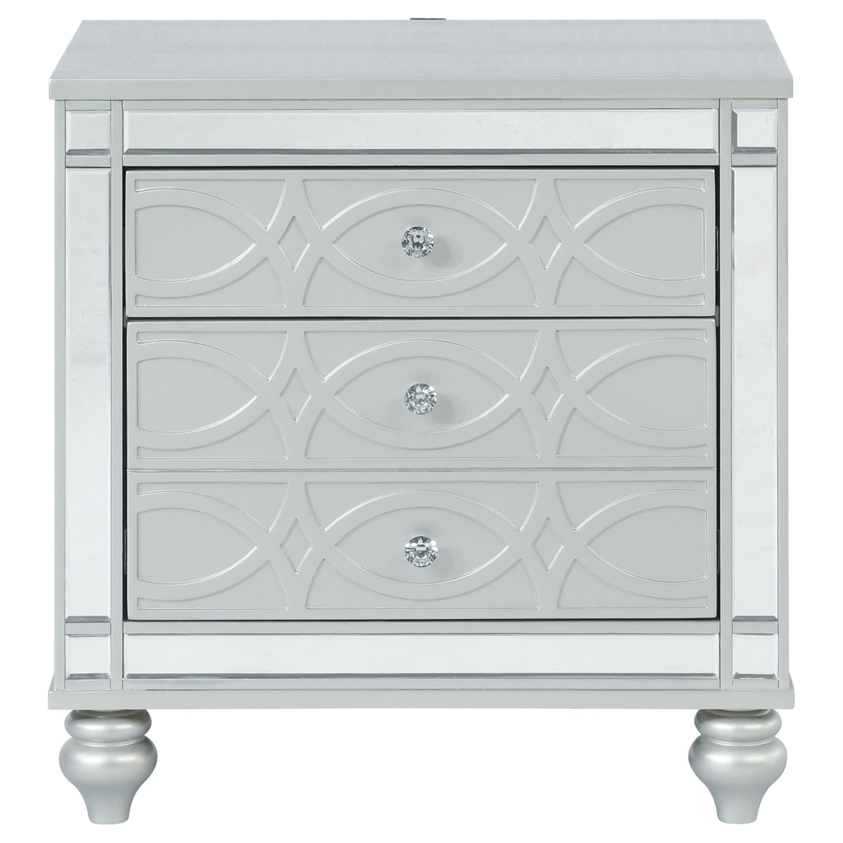 Gunnison 2-drawer Nightstand with USB Ports Silver Metallic