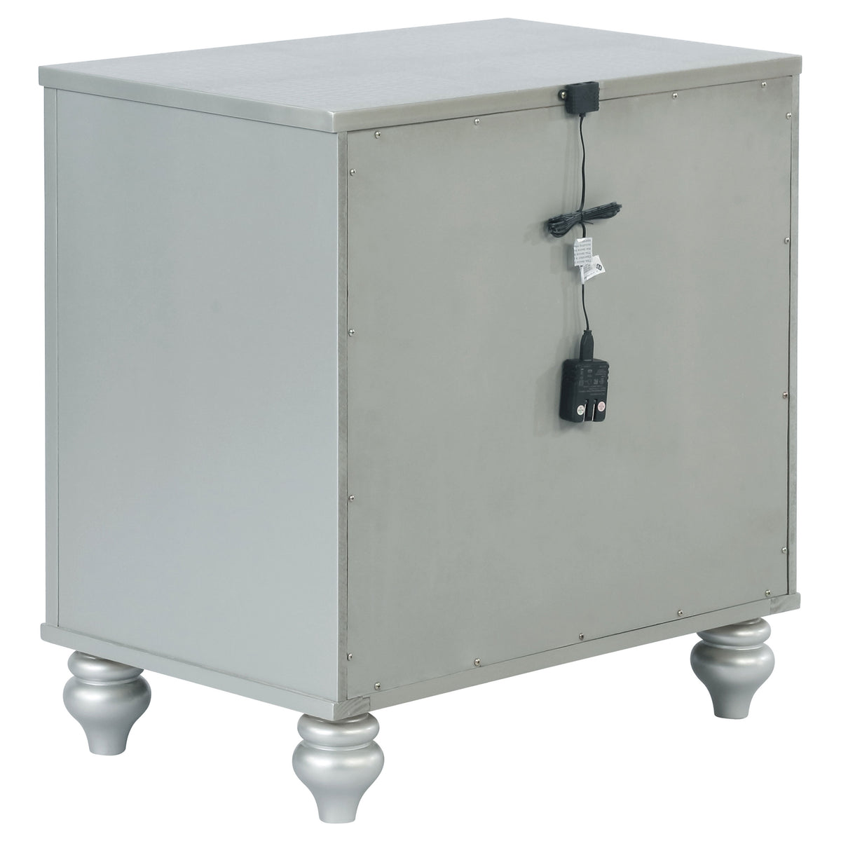 Gunnison 2-drawer Nightstand with USB Ports Silver Metallic
