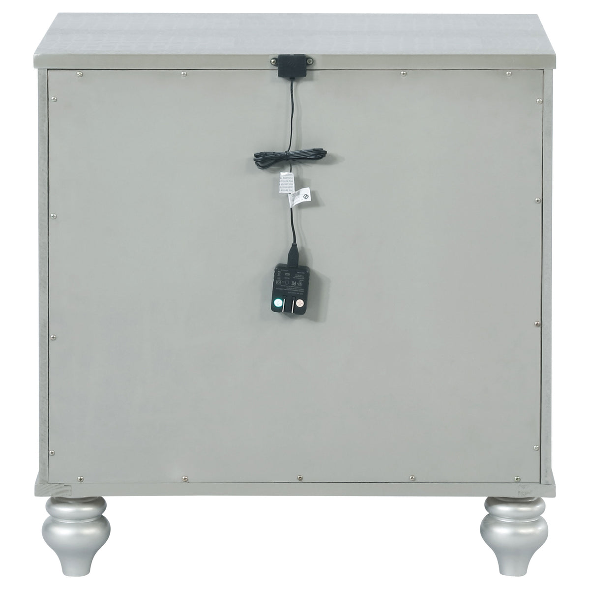 Gunnison 2-drawer Nightstand with USB Ports Silver Metallic