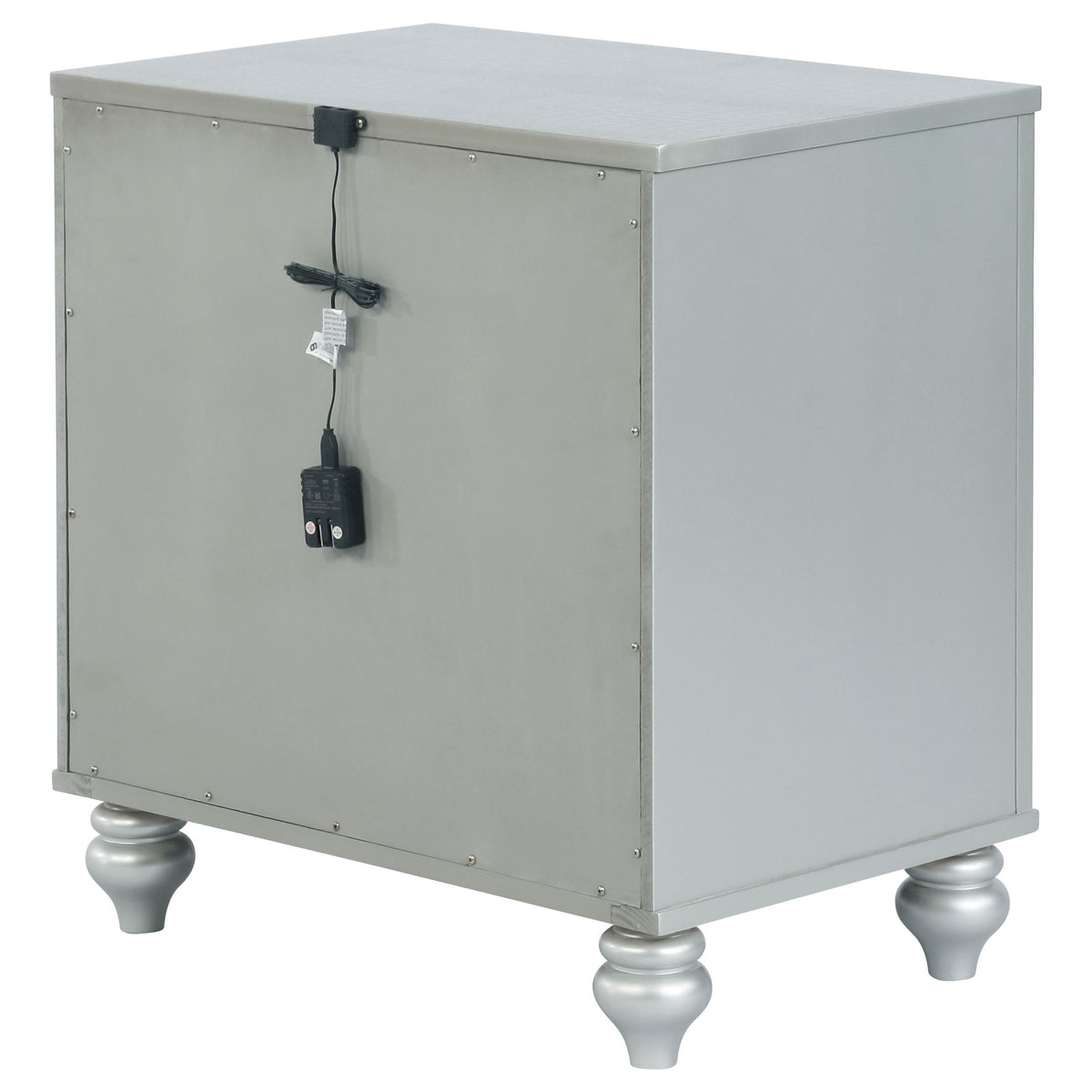Gunnison 2-drawer Nightstand with USB Ports Silver Metallic