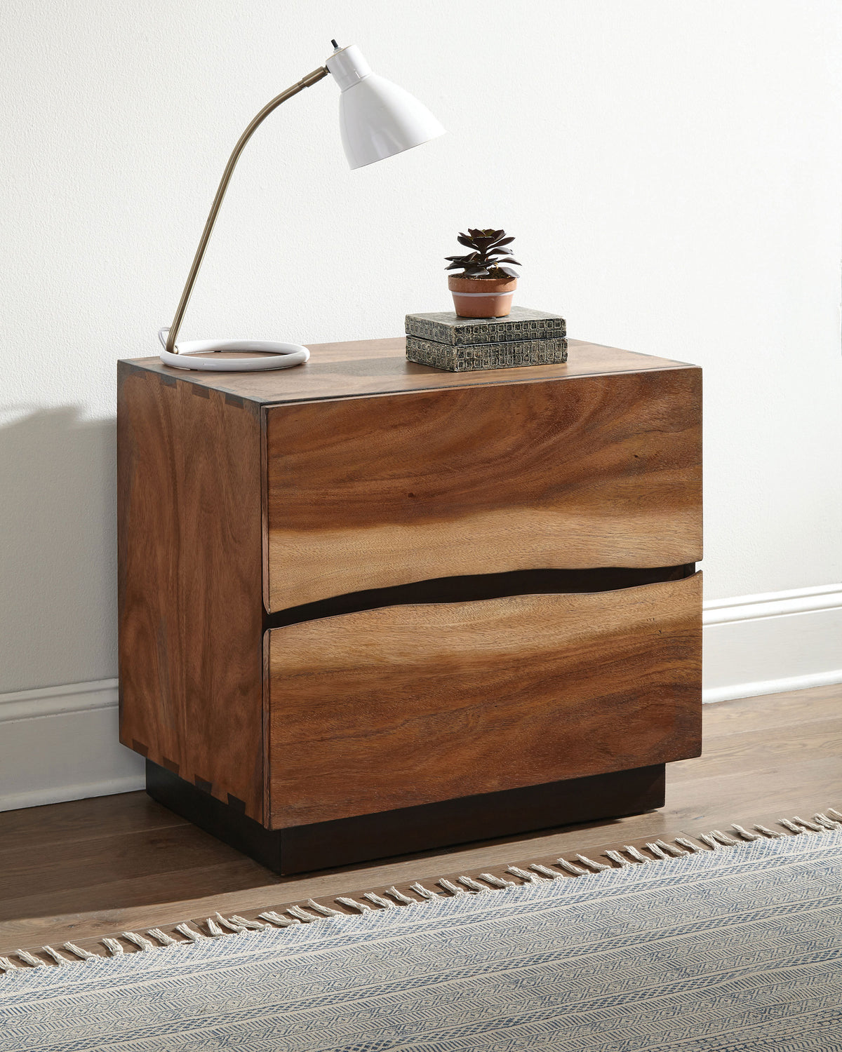 Winslow 2-drawer Nightstand with USB Ports Smokey Walnut