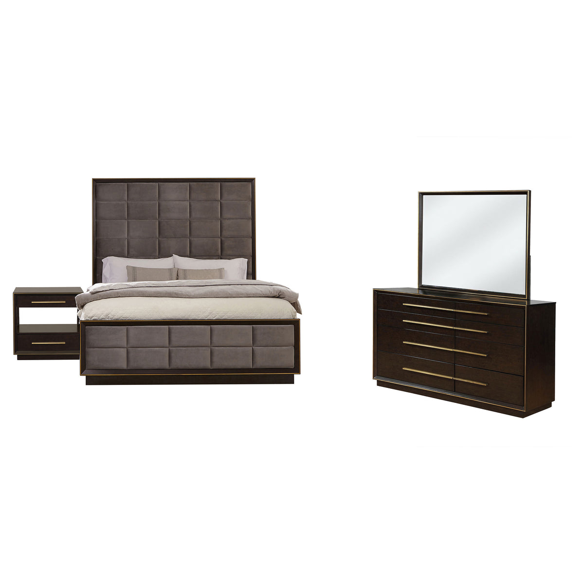 Durango 4-piece Queen Upholstered Bedroom Set Smoked Peppercorn