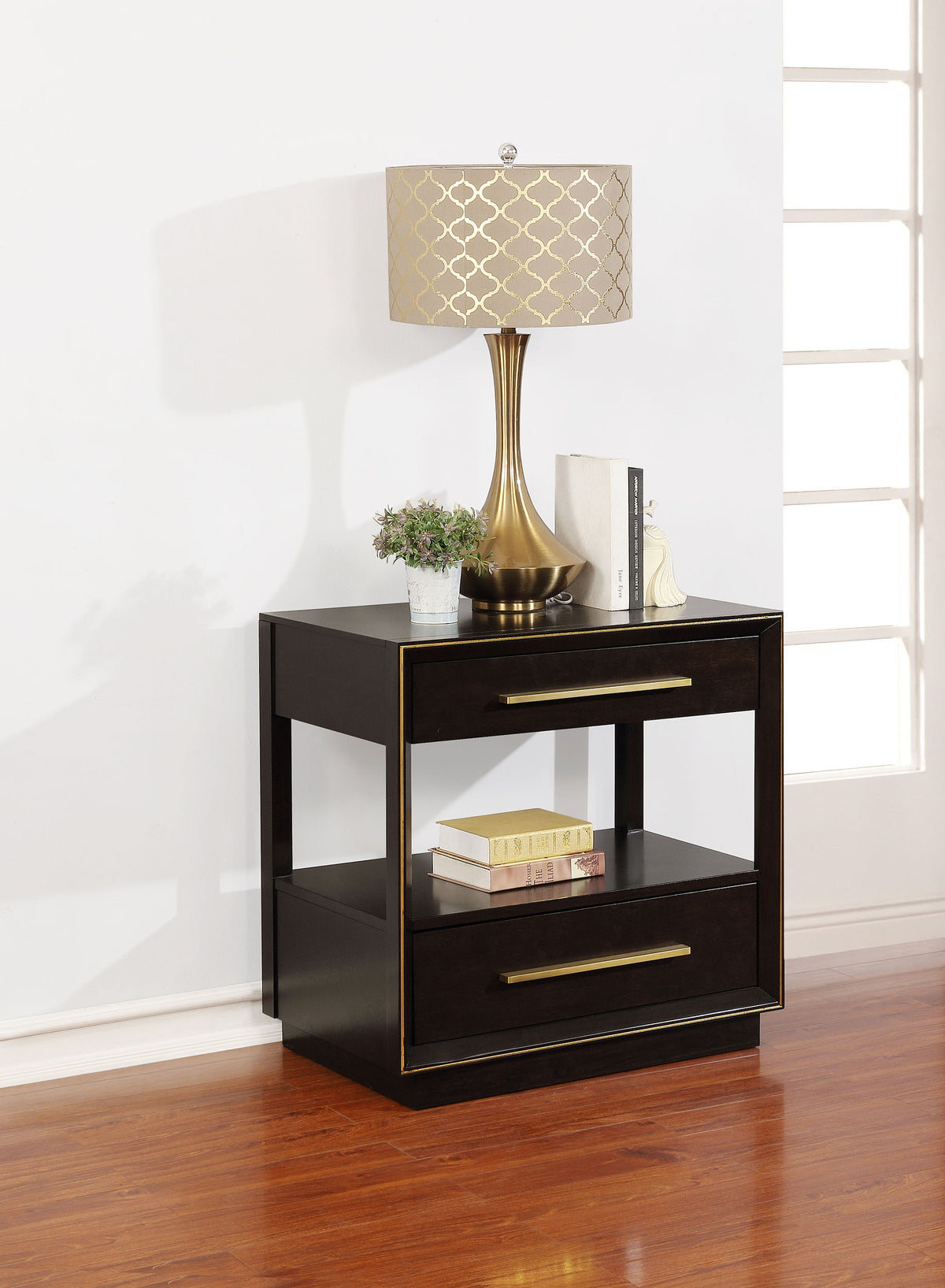Durango 2-drawer Nightstand with USB Ports Smoked Peppercorn