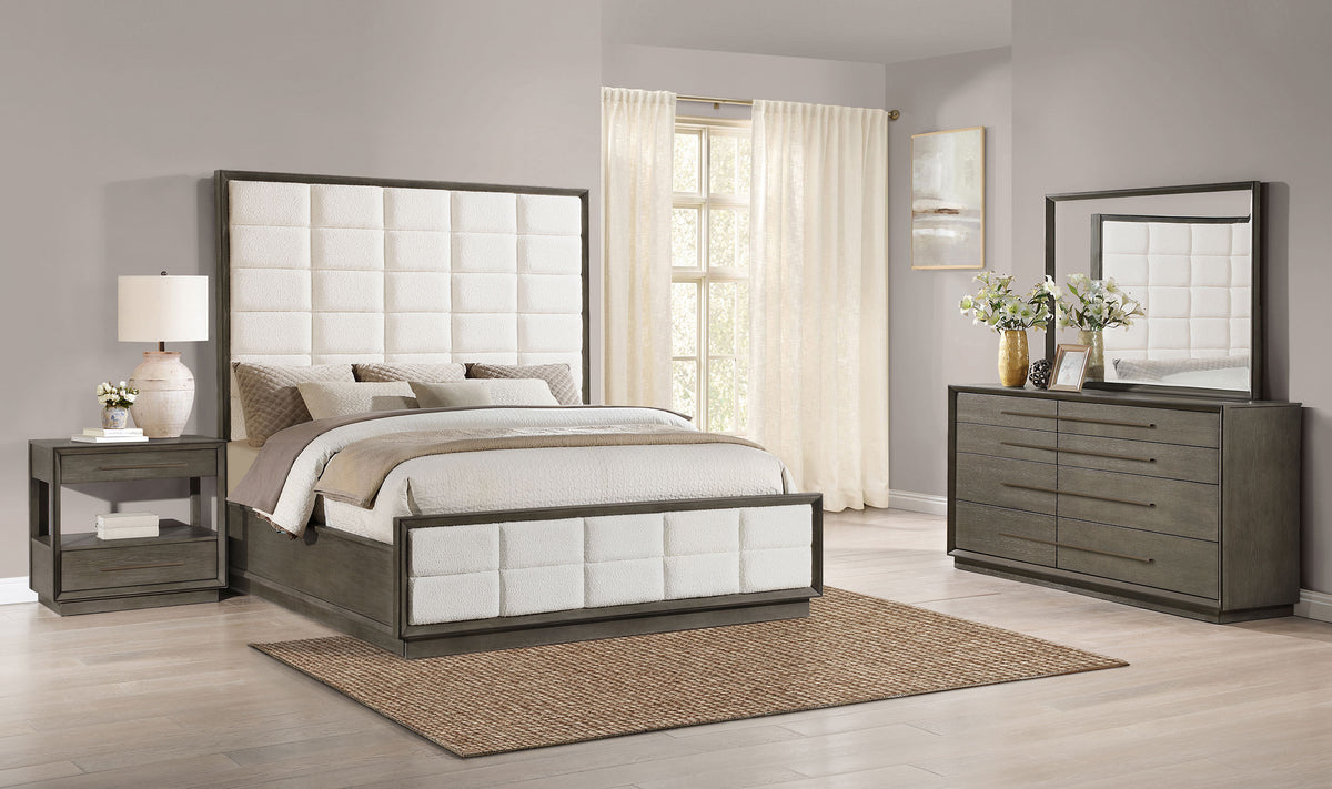 Durango 4-piece Queen Upholstered Bedroom Set Taupe Oak