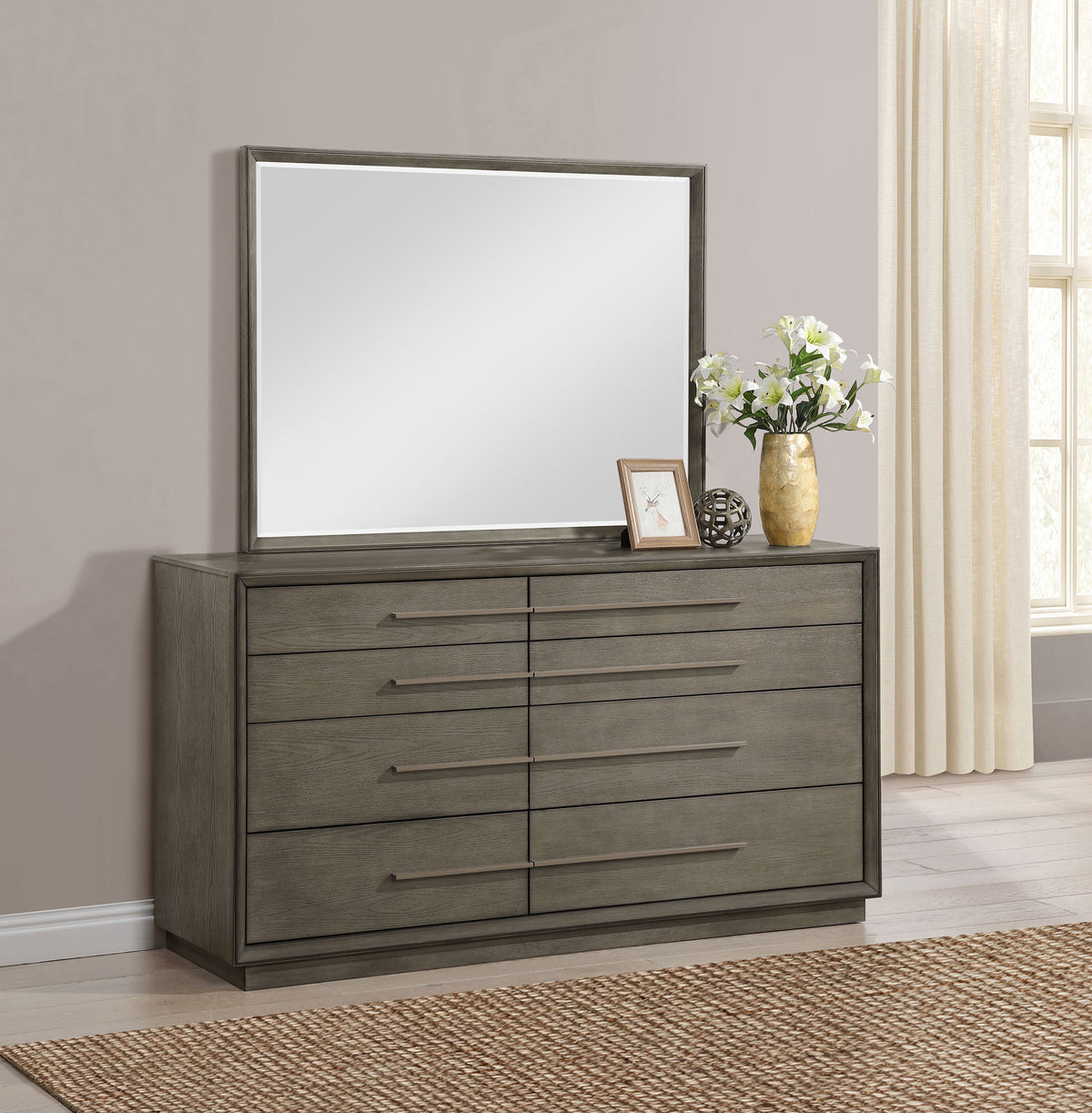 Durango 8-drawer Dresser with Mirror Taupe Oak