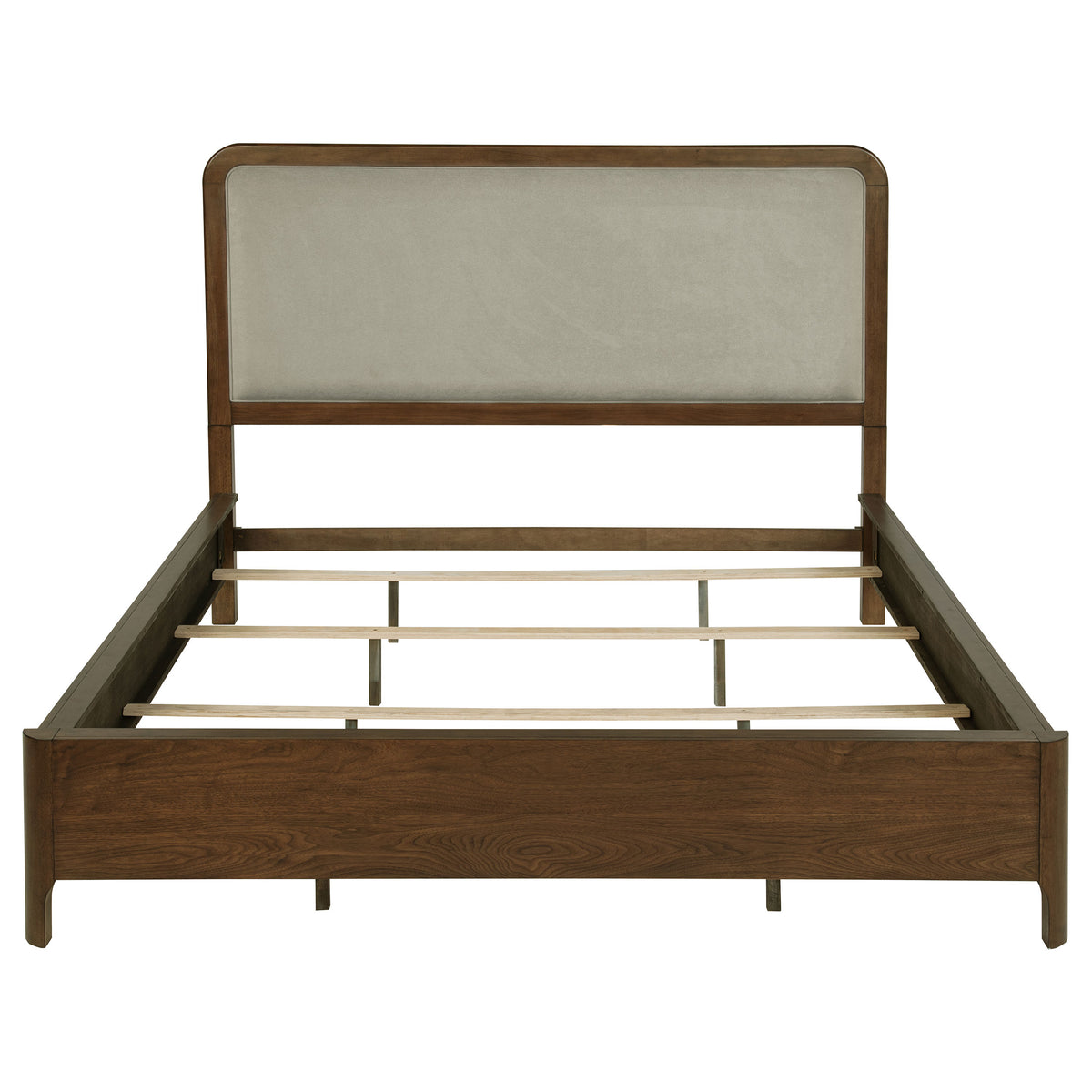 Maderia Upholstered Panel Bed California King Walnut and Grey