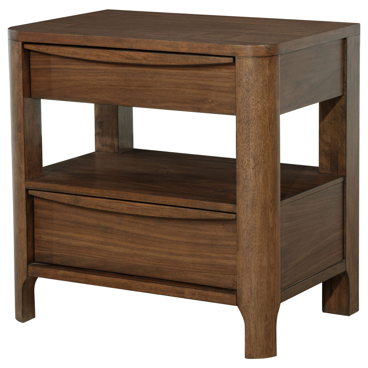 Maderia 2-drawer Nightstand with Shelf Walnut