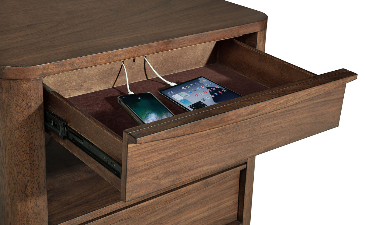 Maderia 2-drawer Nightstand with Shelf Walnut