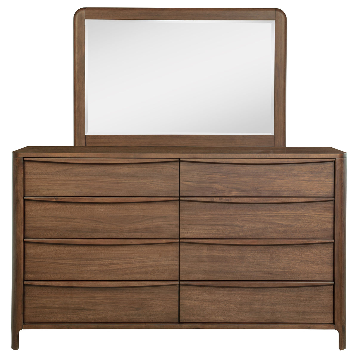 Maderia 8-drawer Dresser with Mirror Walnut
