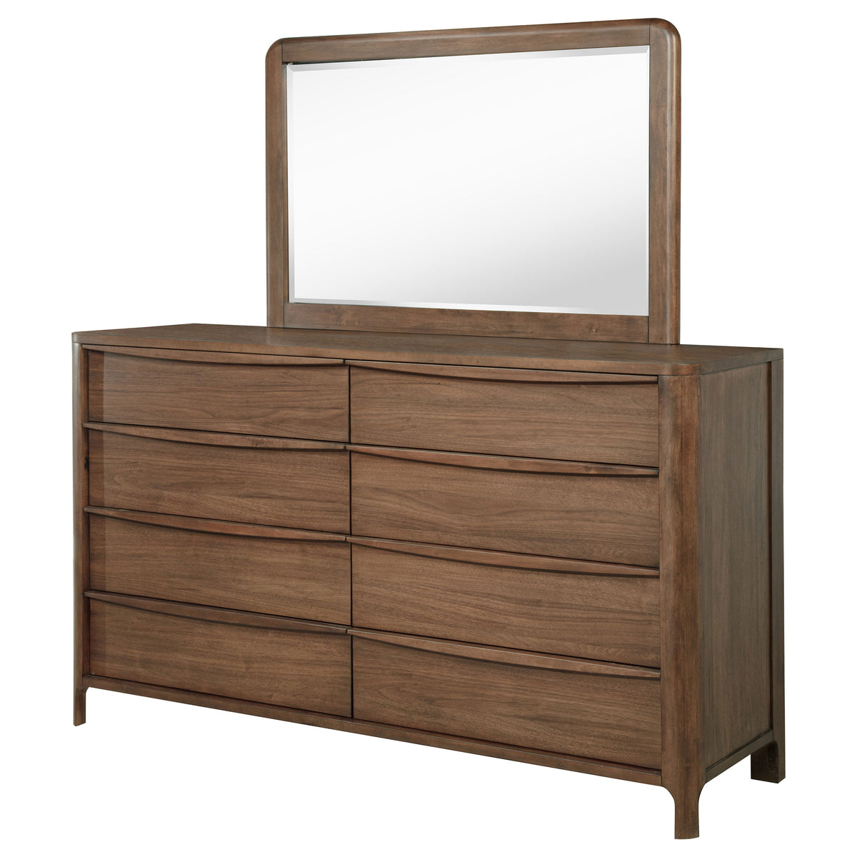 Maderia 8-drawer Dresser with Mirror Walnut