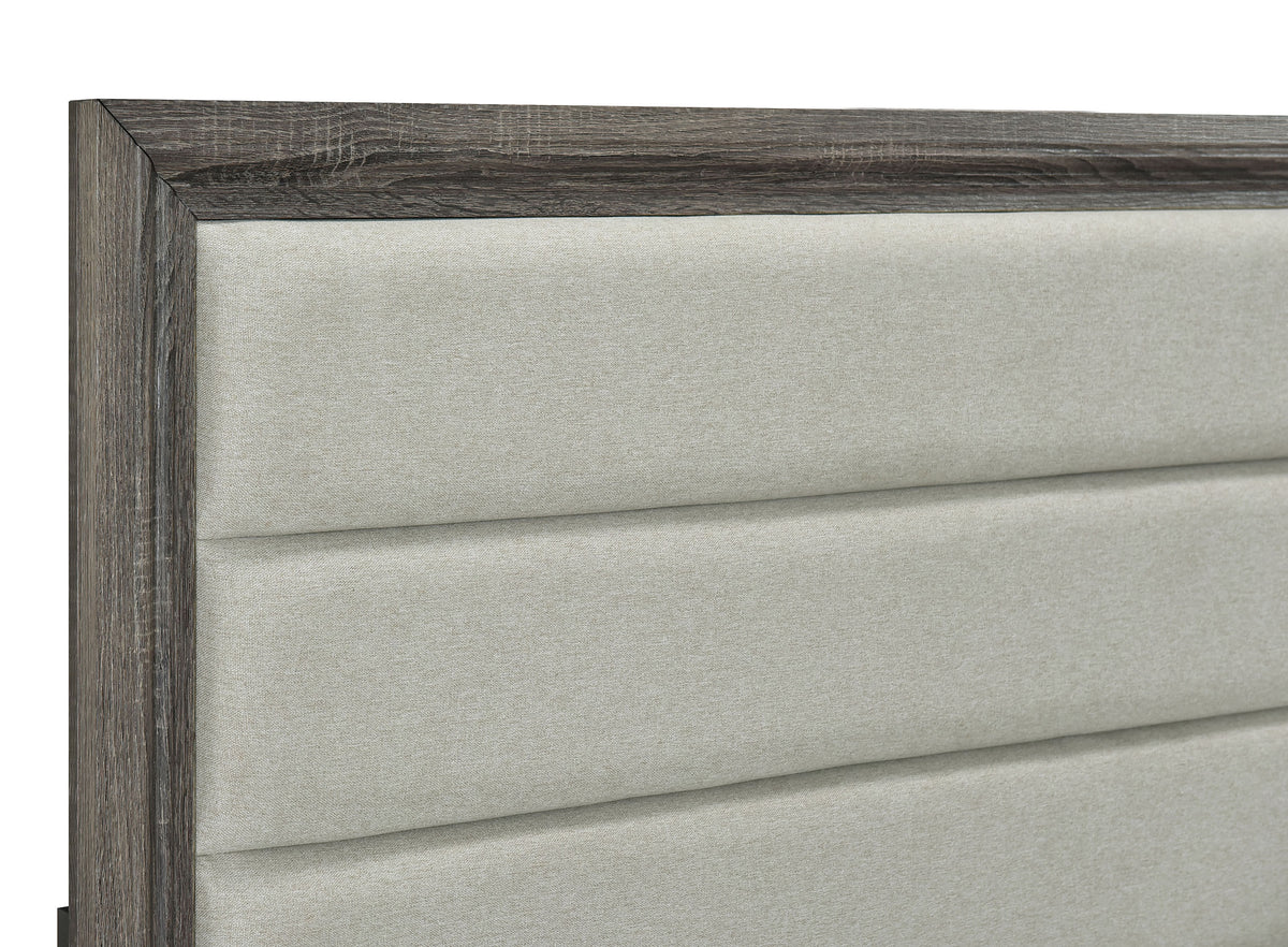 Wright Upholstered Panel Bed Eastern King Brown Oak