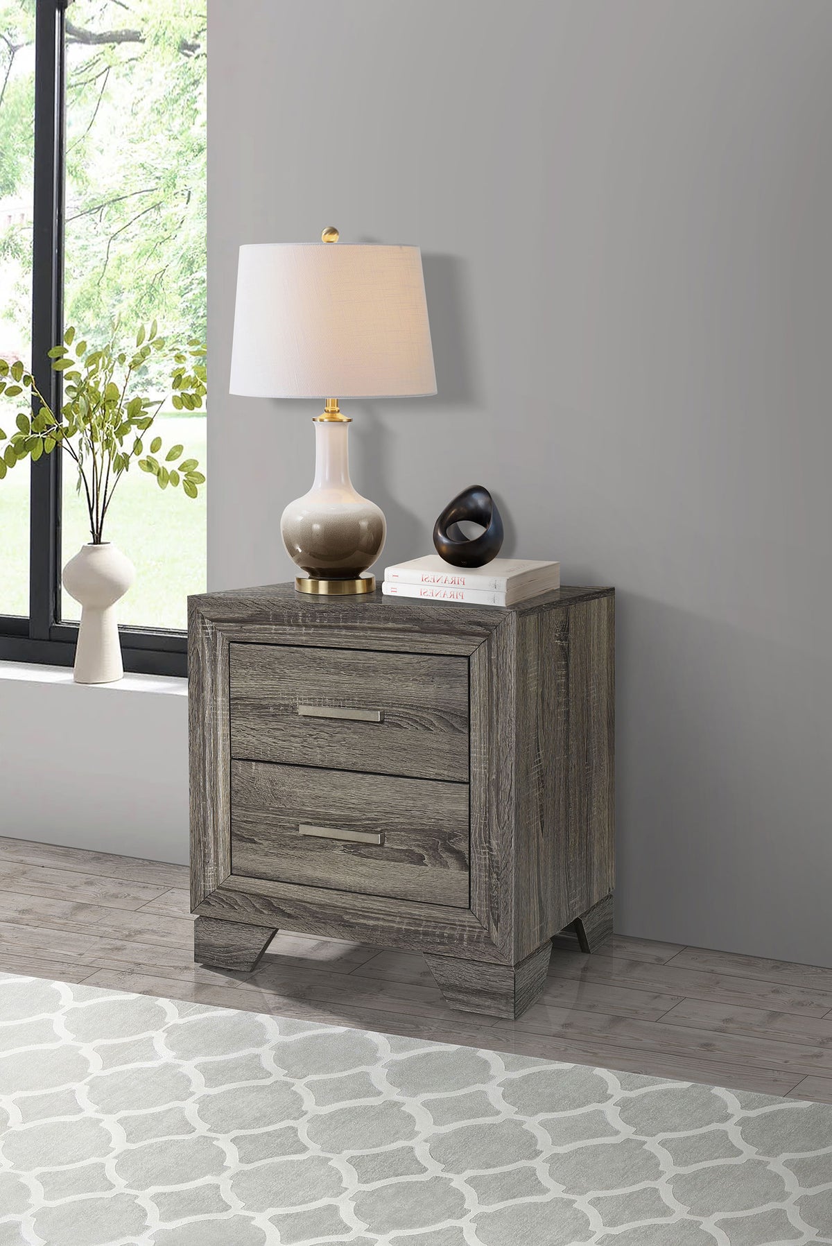 Wright 2-drawer Nightstand Brown Oak