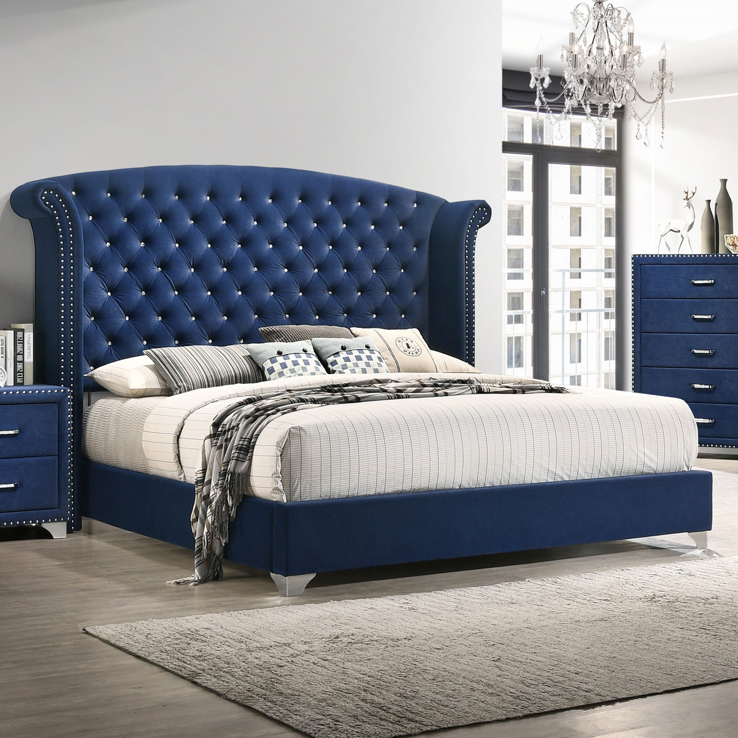 Melody Upholstered Wingback Bed