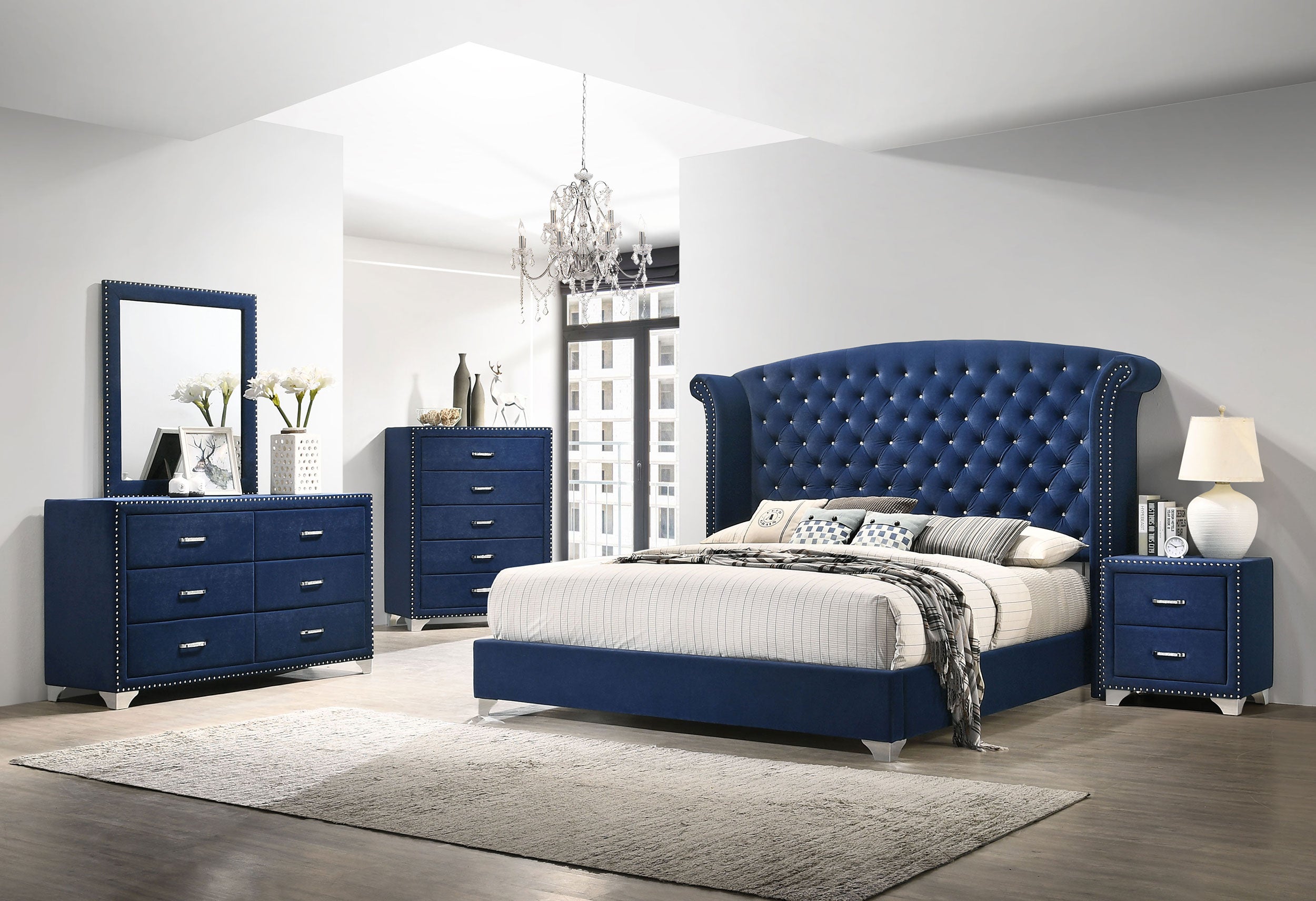Melody Upholstered Wingback Bed