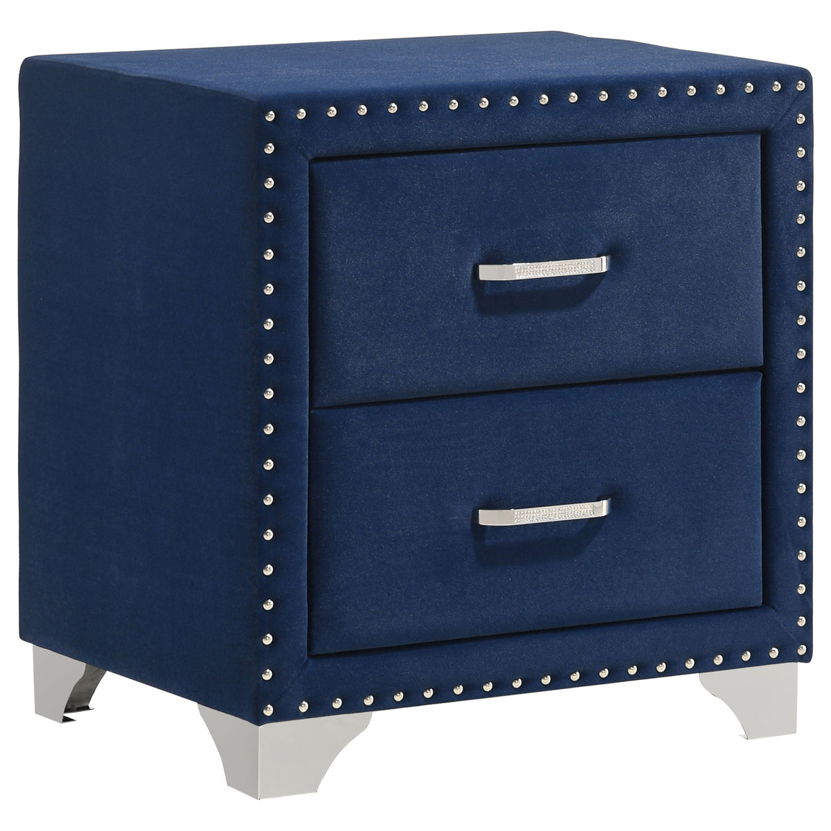Melody 2-drawer Upholstered Nightstand Pacific Blue
