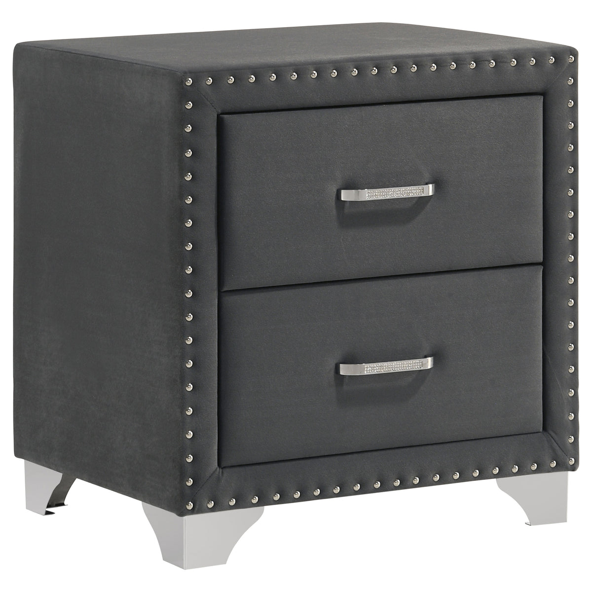 Melody 2-drawer Upholstered Nightstand Grey