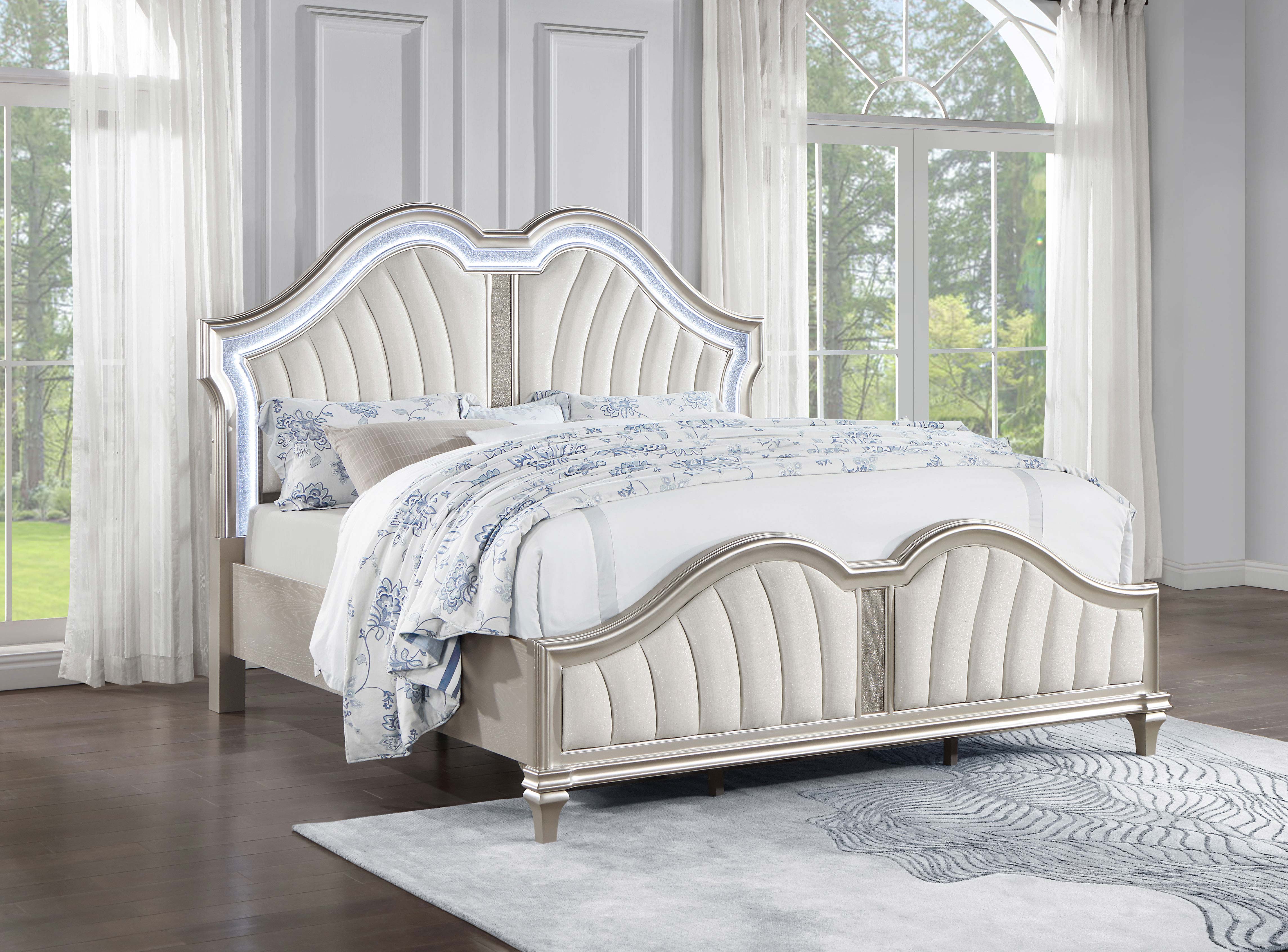 Evangeline Wood LED Panel Bed