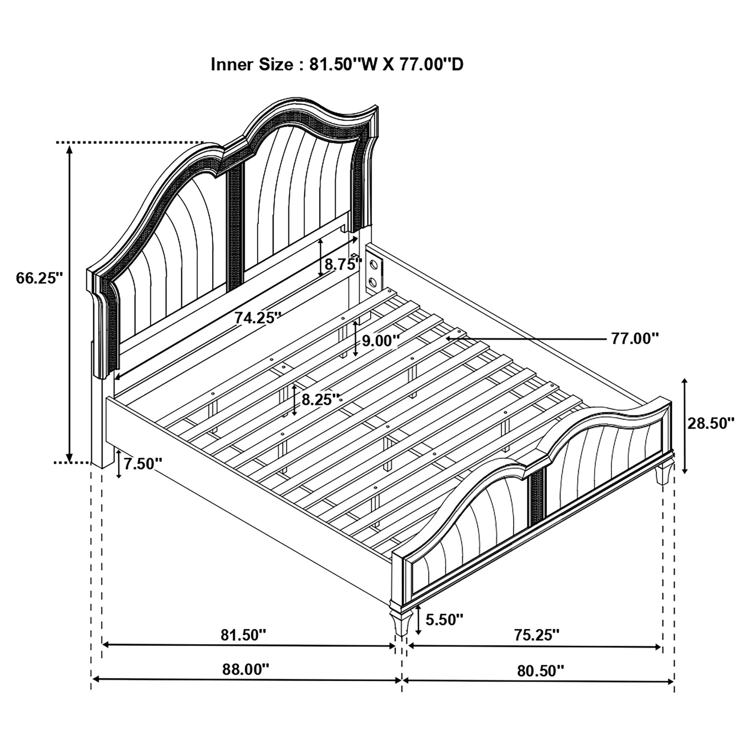 Evangeline Wood LED Panel Bed