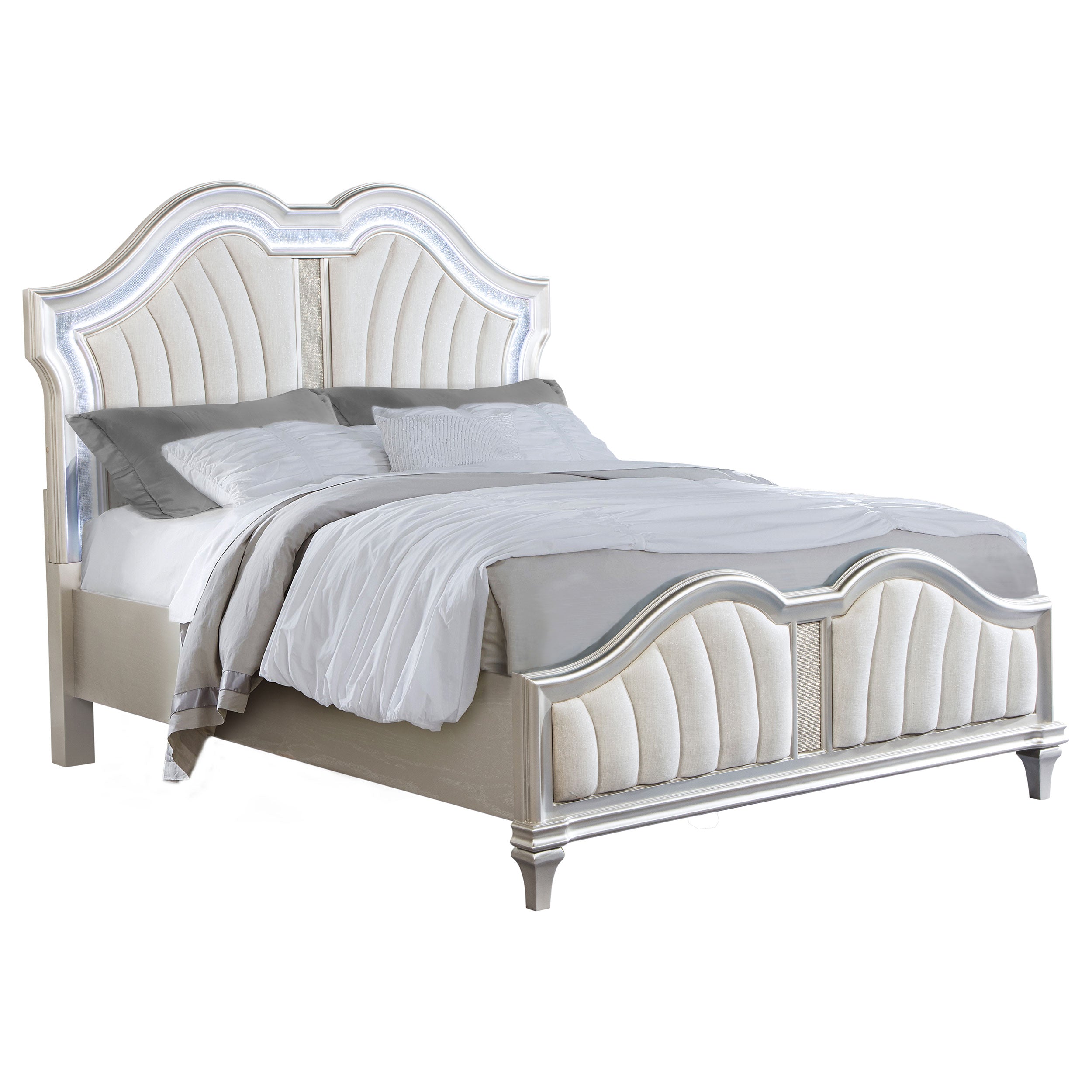 Evangeline Wood LED Panel Bed