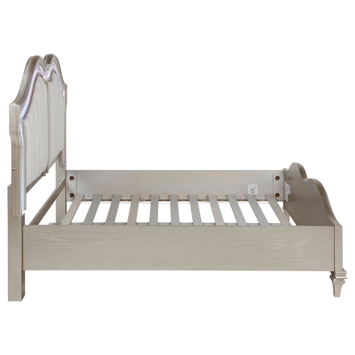 Evangeline Upholstered LED Panel Bed Queen Silver Oak and Ivory